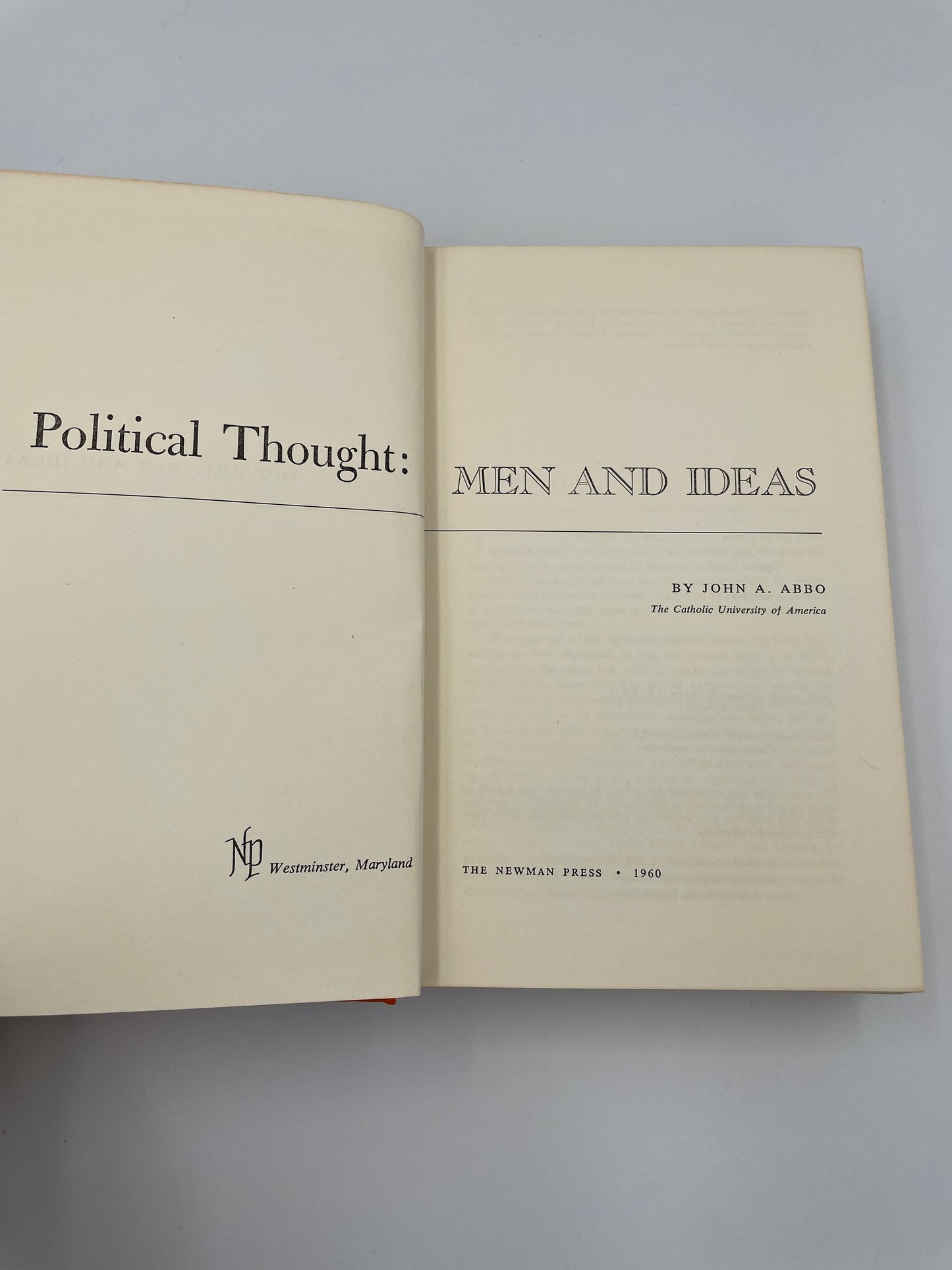 Political Thought: Men & Ideas by John A. Abbo