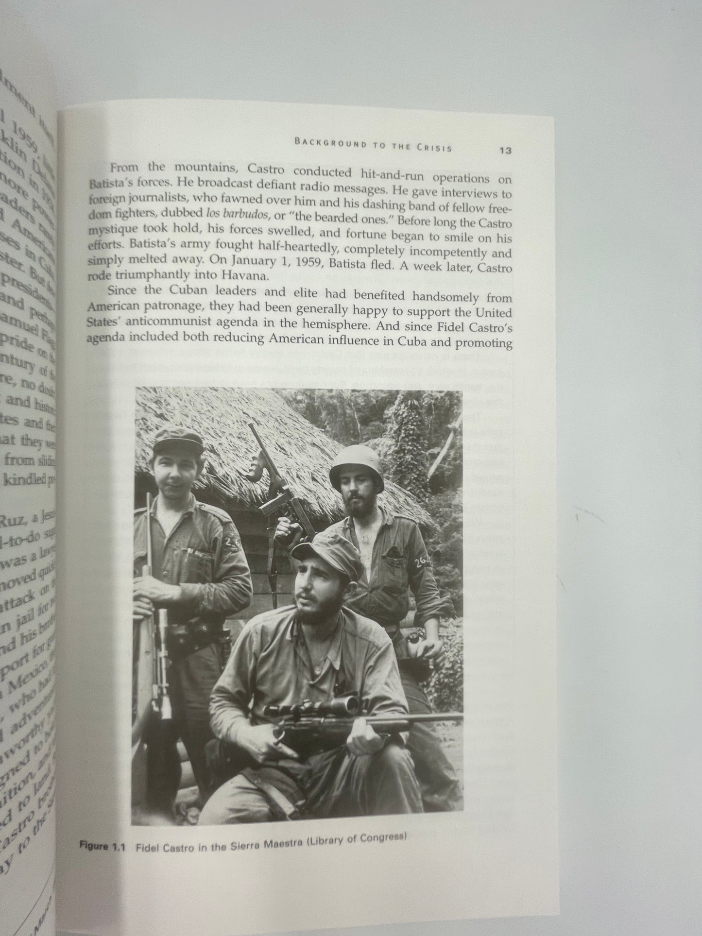 Random page 13 with picture of Fidel Castro in the Sierra Maestra from ‘The Cuban Missile Crisis: A Concise History’.