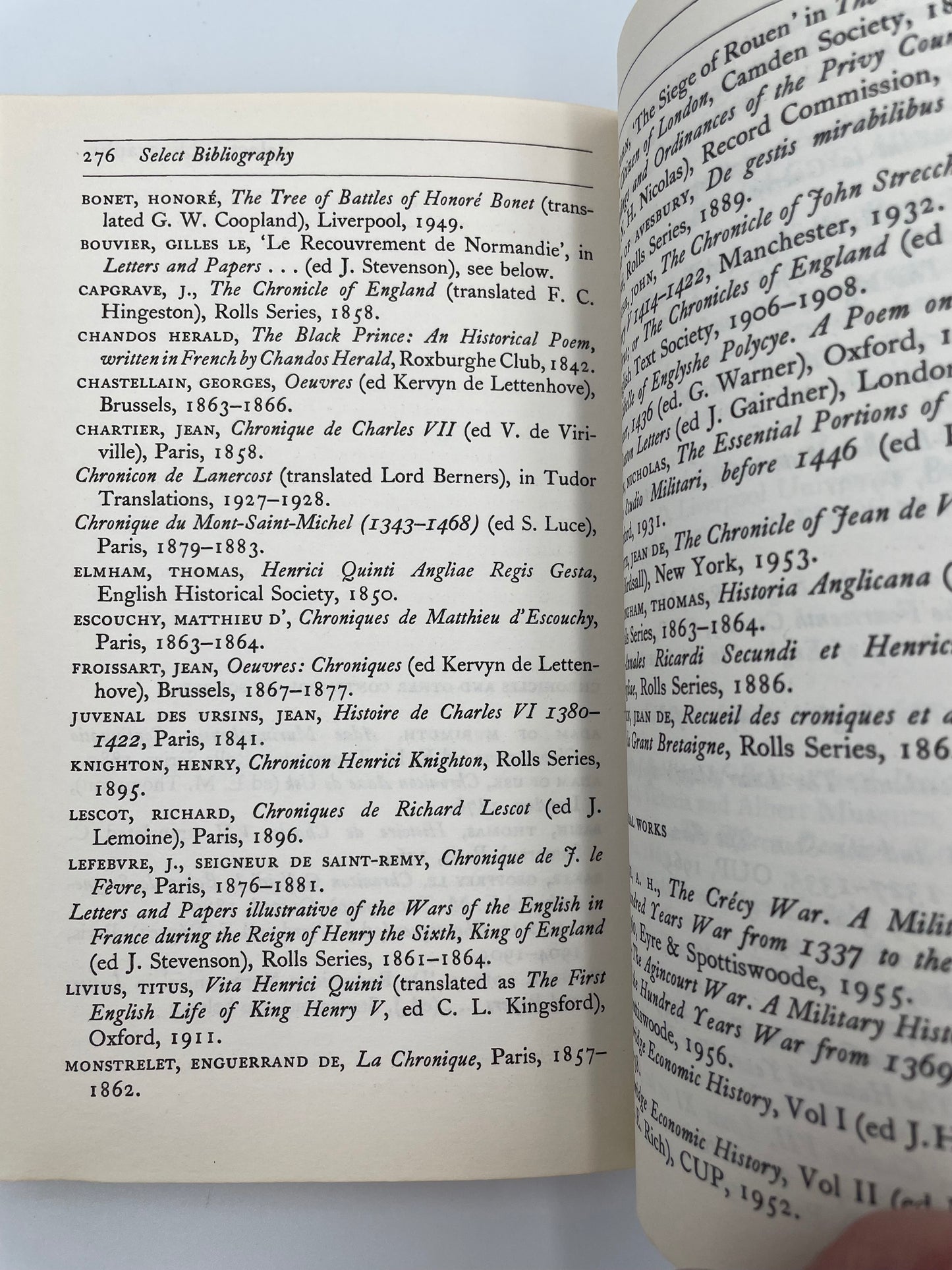 Bibliographical pages from ‘A Brief History of The Hundred Years War’ by Desmond Seward