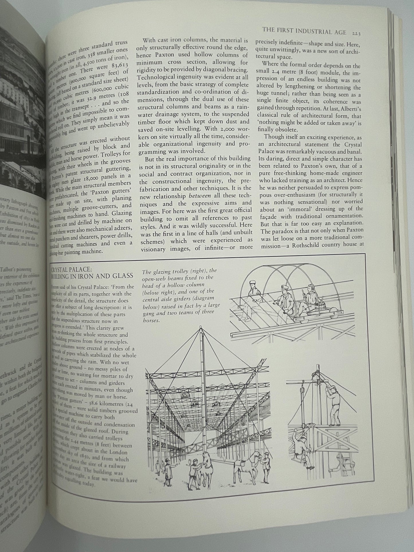 Page with illustrations of the Crystal Palace during the Industrial Revolution from ‘Architecture of the Western World’ by Michael Rayburn