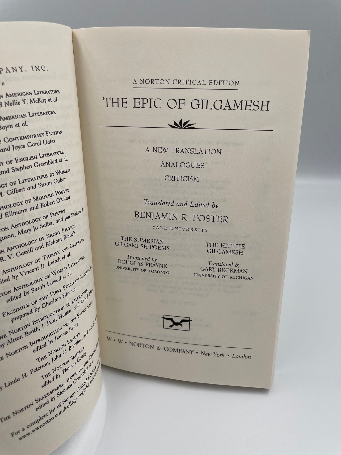 The Epic of Gilgamesh (Norton Critical Edition)