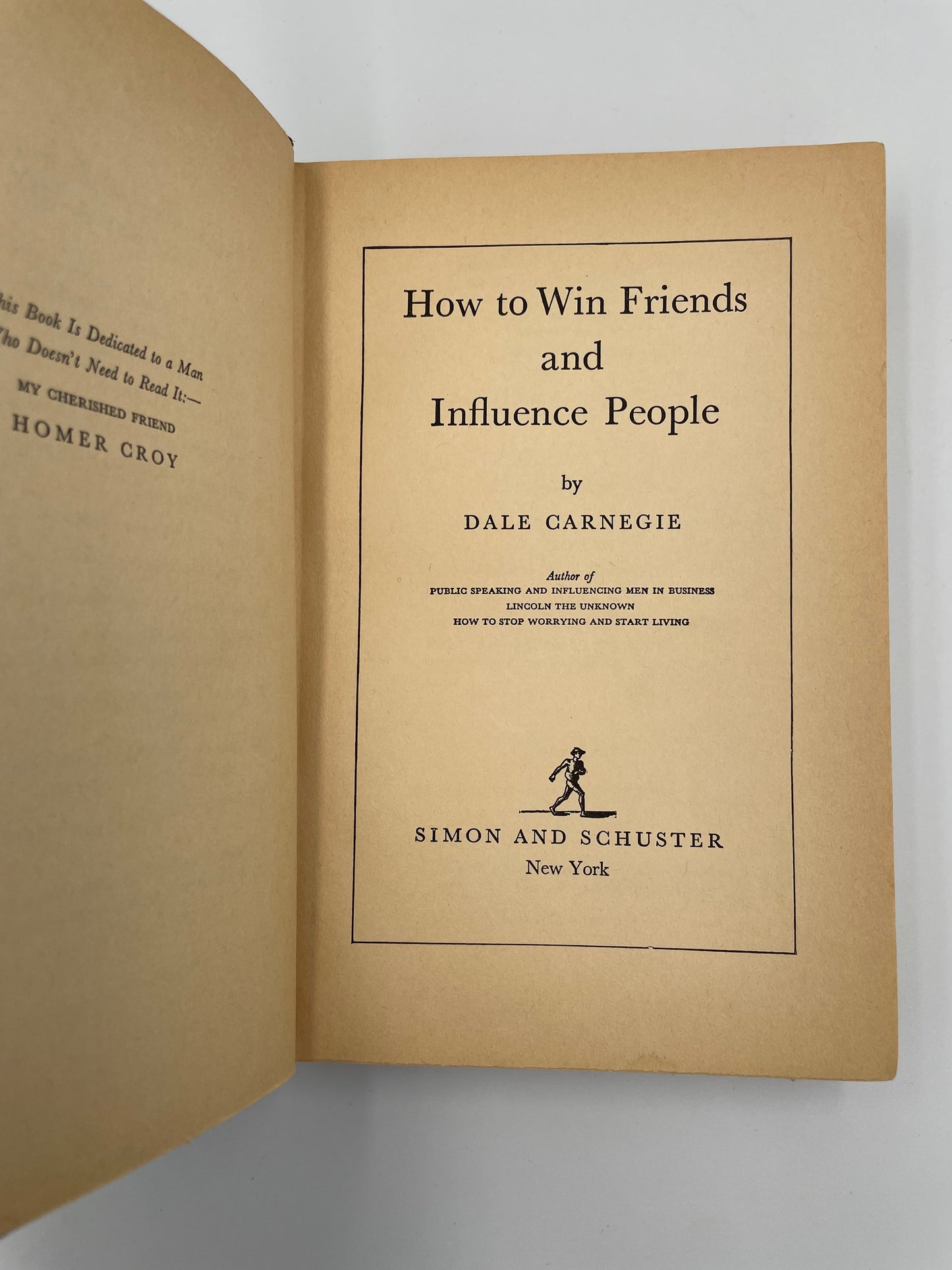 Title page of 'How to Win Friends and Influence People' by Dale Carnegie, 1st Edition