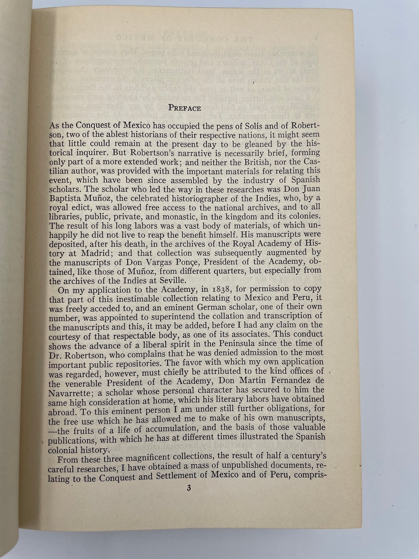 Preface page from "The Conquest of Mexico and The Conquest of Peru" by William H. Prescott