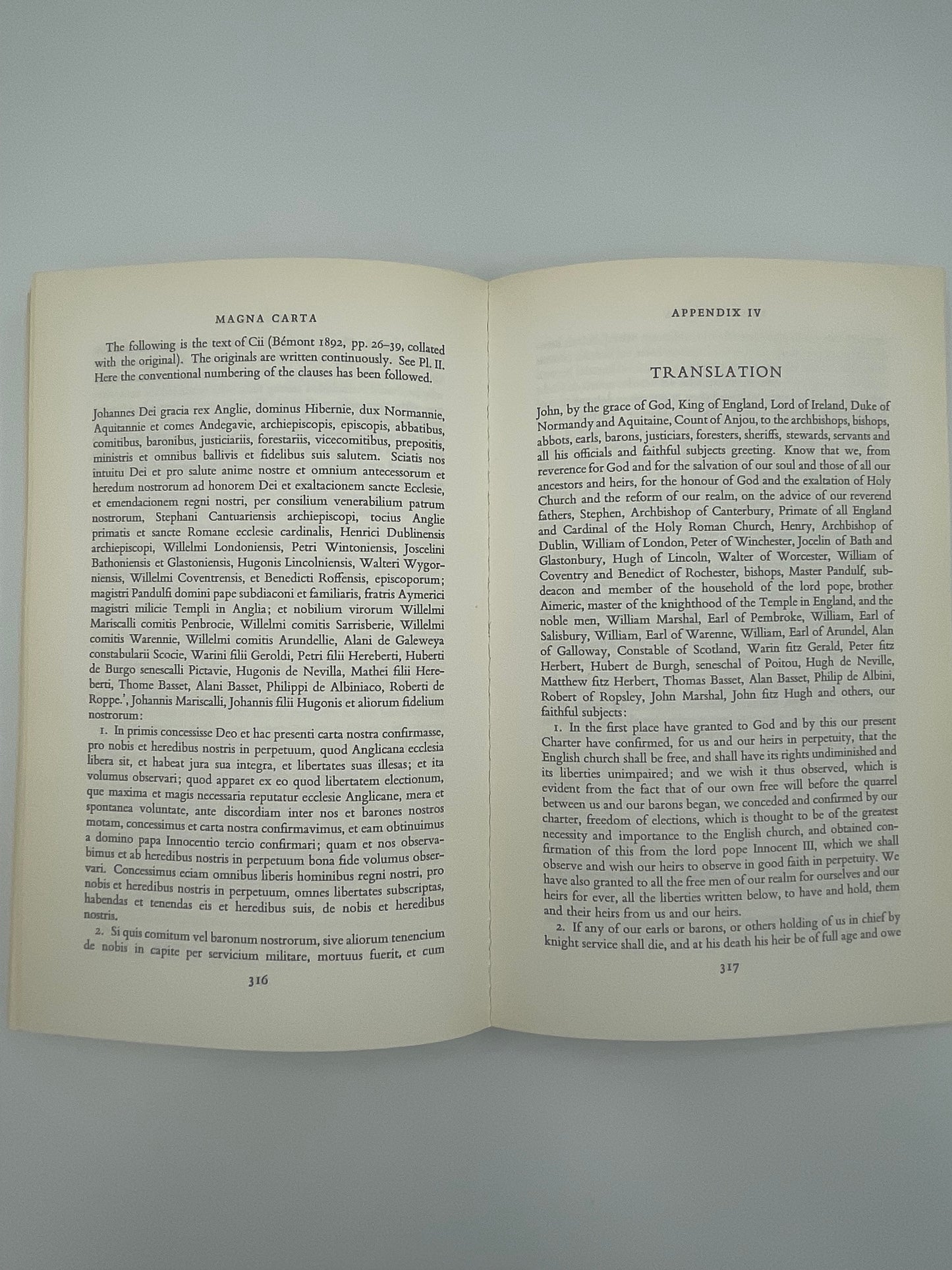 Random page is 316 and 317 of ‘Magna Carta’ by J.C.Holt