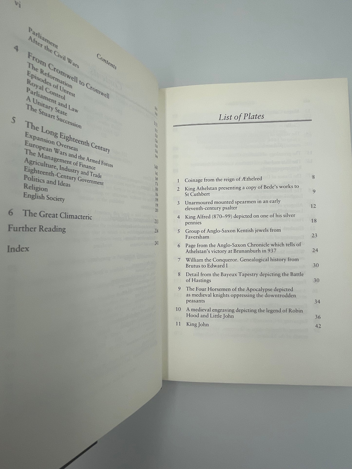 Contents and list of plates page of ‘The English’