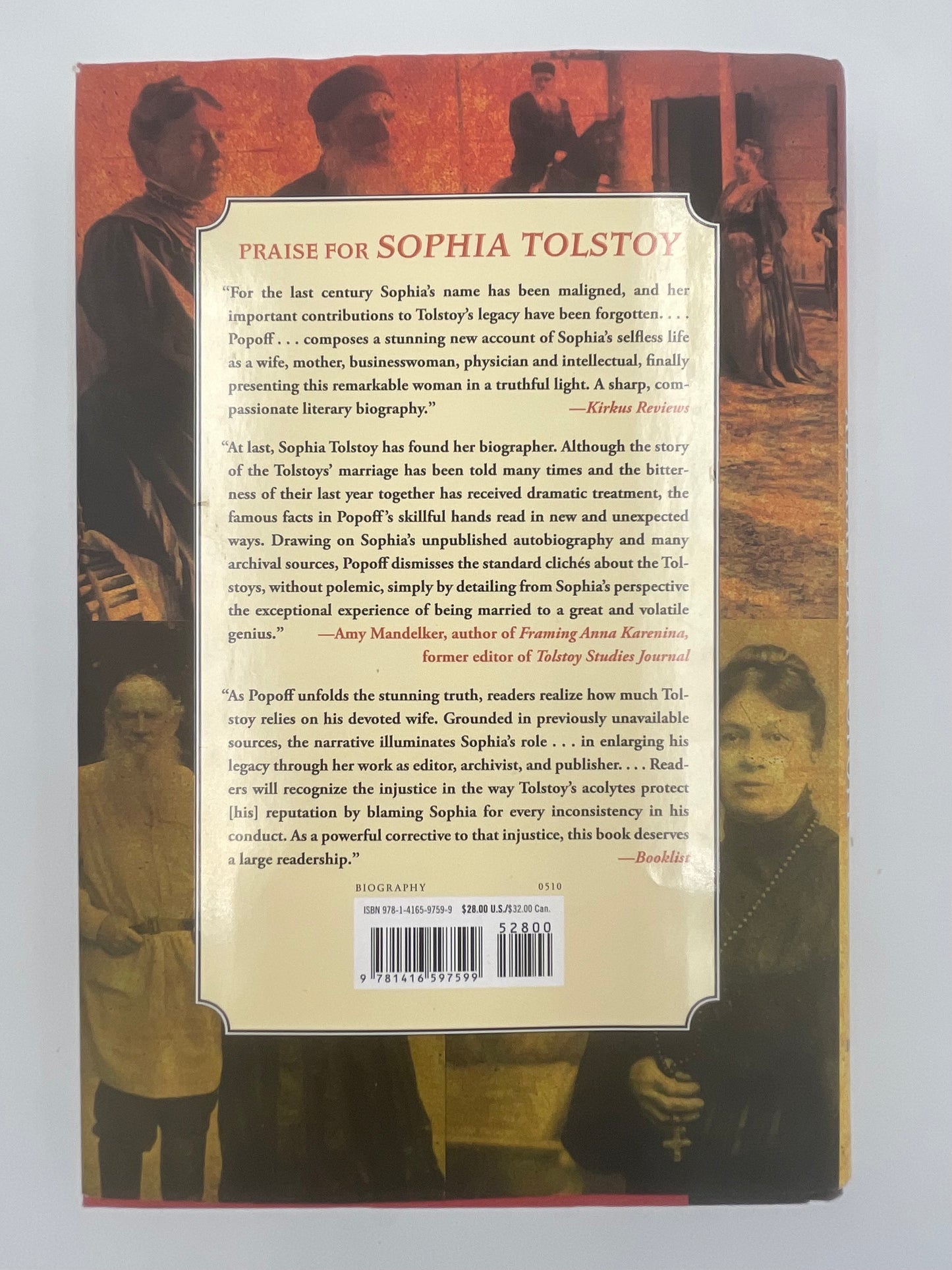 Back cover of ‘Sophia Tolstoy. A Biography’ by A. Popoff