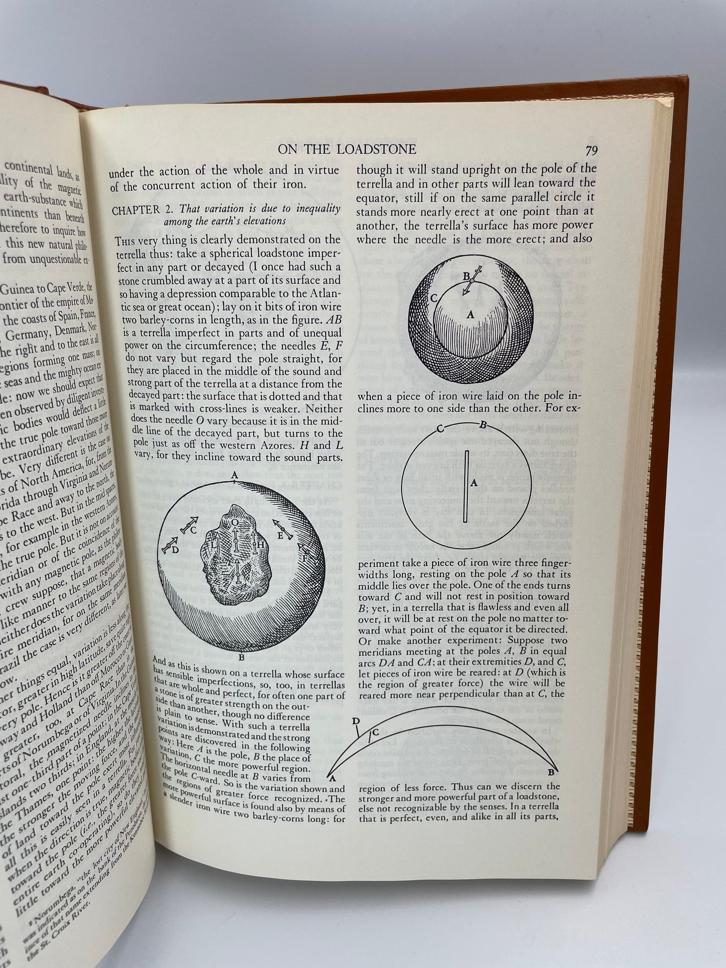 Page 79 on the loadstone from "Gilbert, Galileo, Harvey" (The Great Books of the Western World by Encyclopedia Britannica). 1952, 1st Edition from Britannica