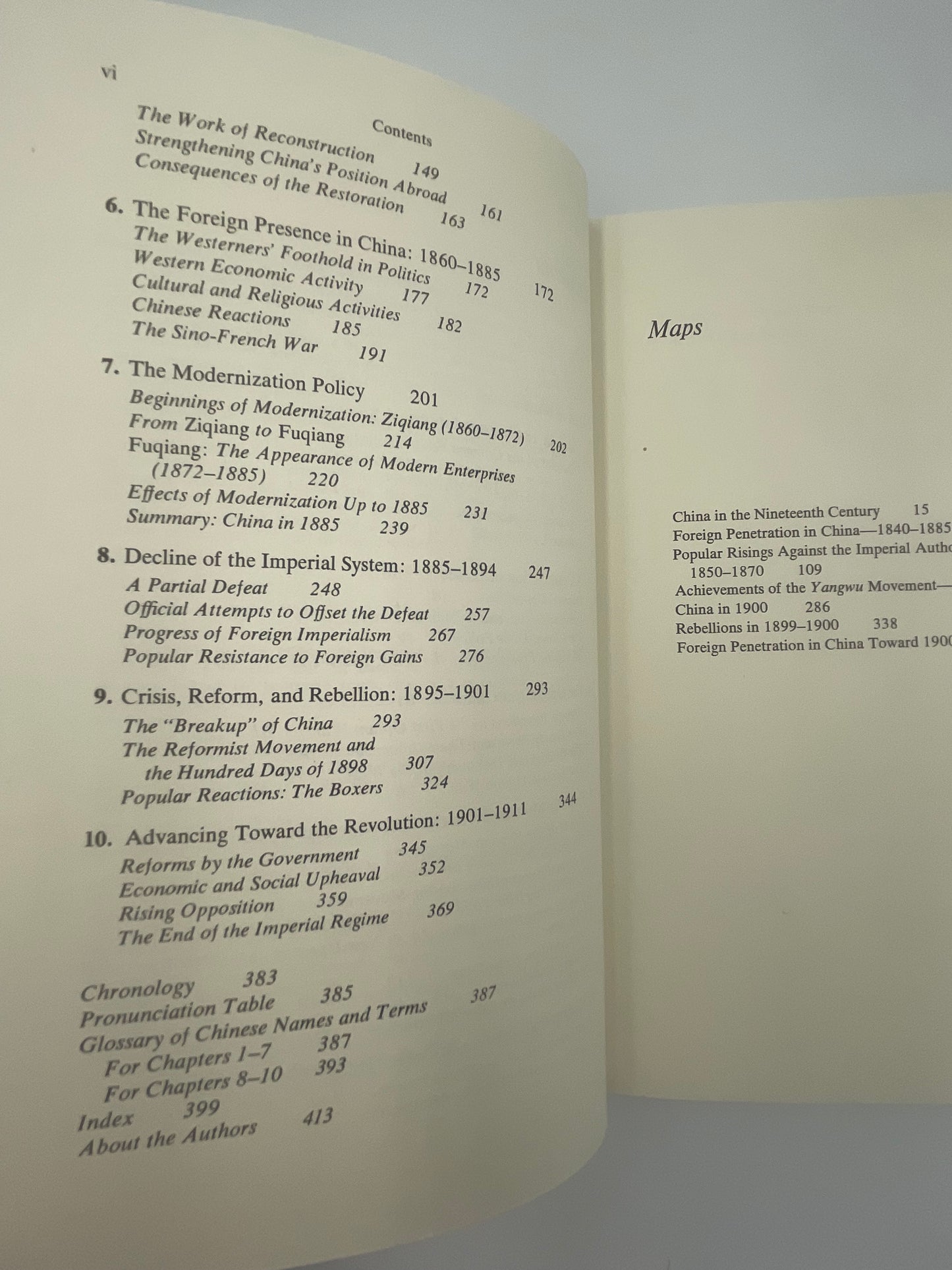Contents page continued of ‘China: From the Opium Wars to the 1911 Revolution’