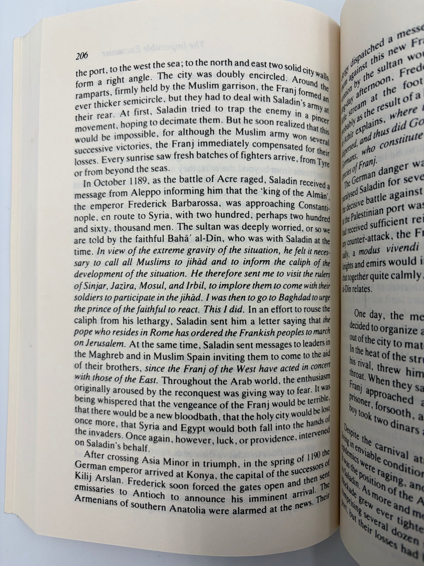 Random page 206 from “The Crusades through Arab eyes”.