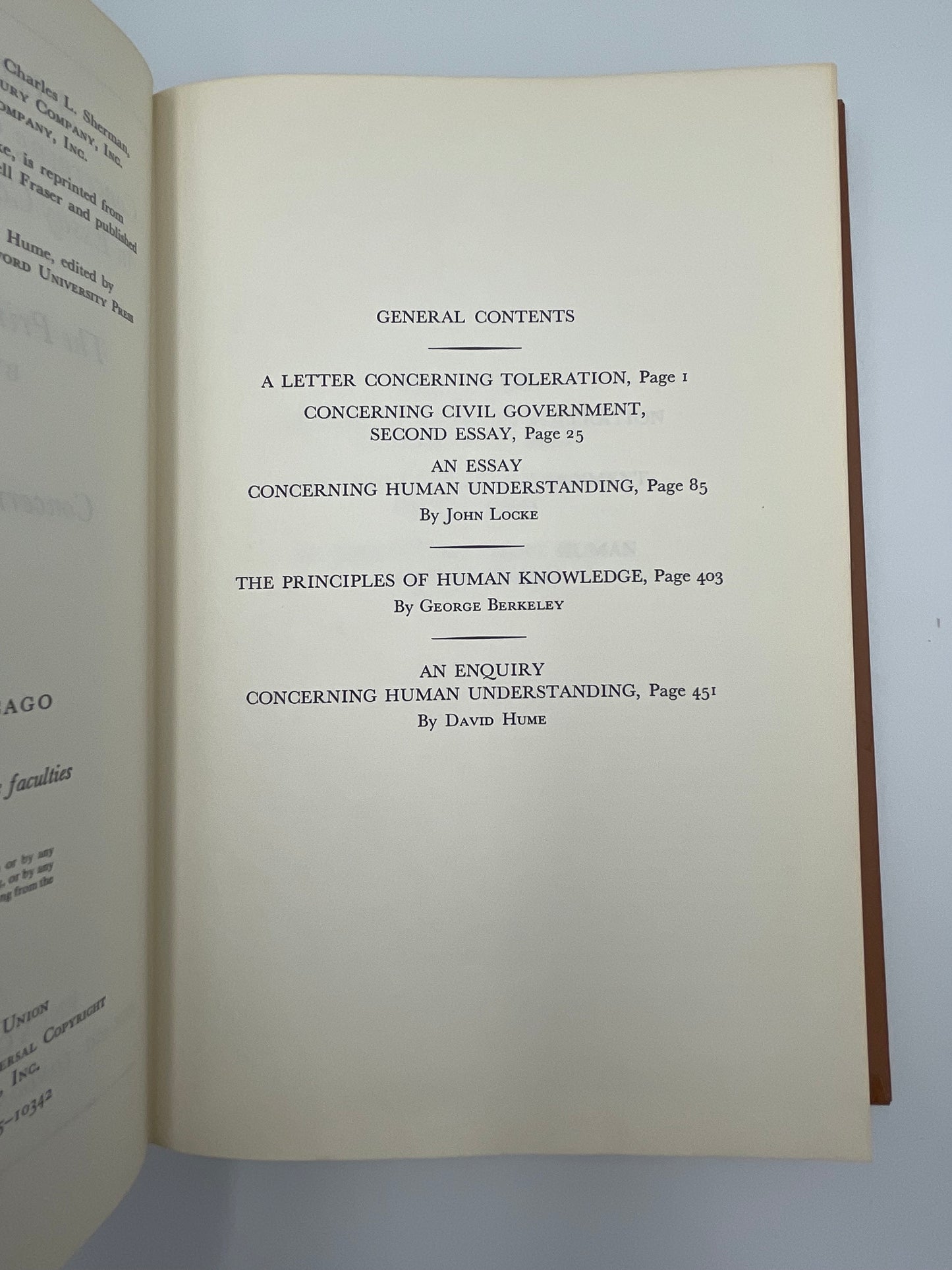 Locke. Burkeley. Hume. (Britannica: Great Books of the Western World)