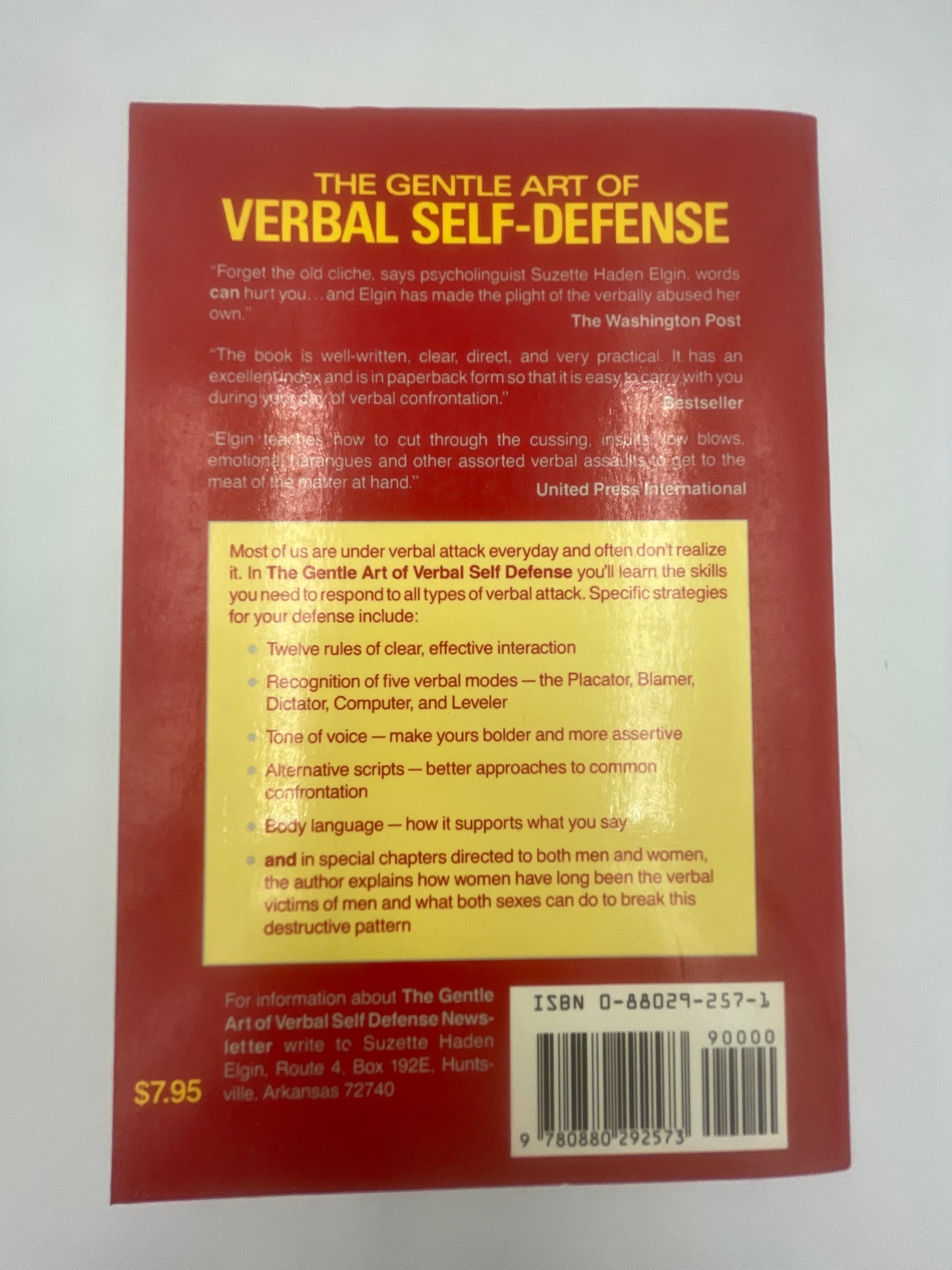 Back cover of ‘The Gentle Art of Verbal Self-Defence’