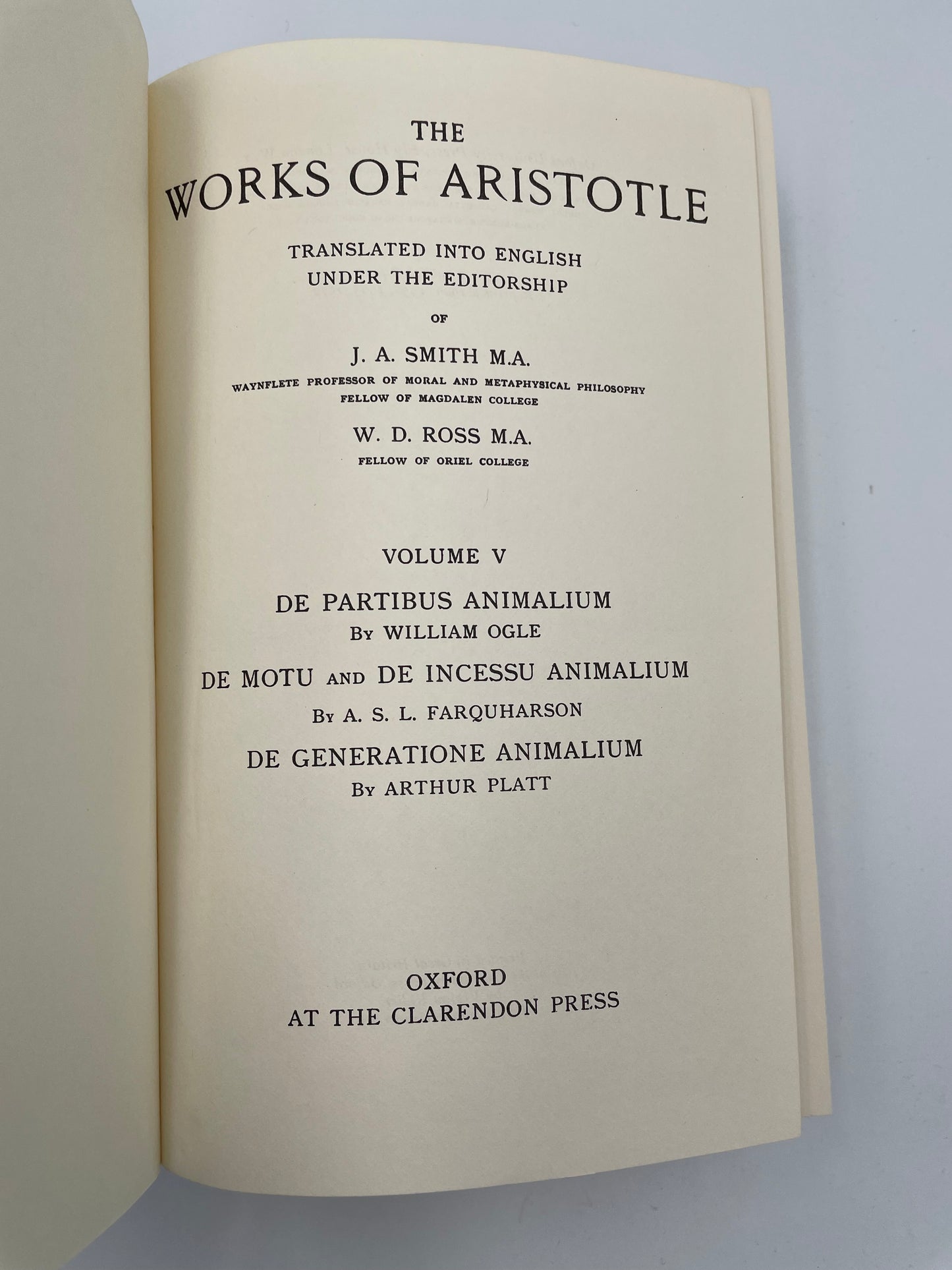 The Works of Aristotle Translated into English (6 Volumes) 1971
