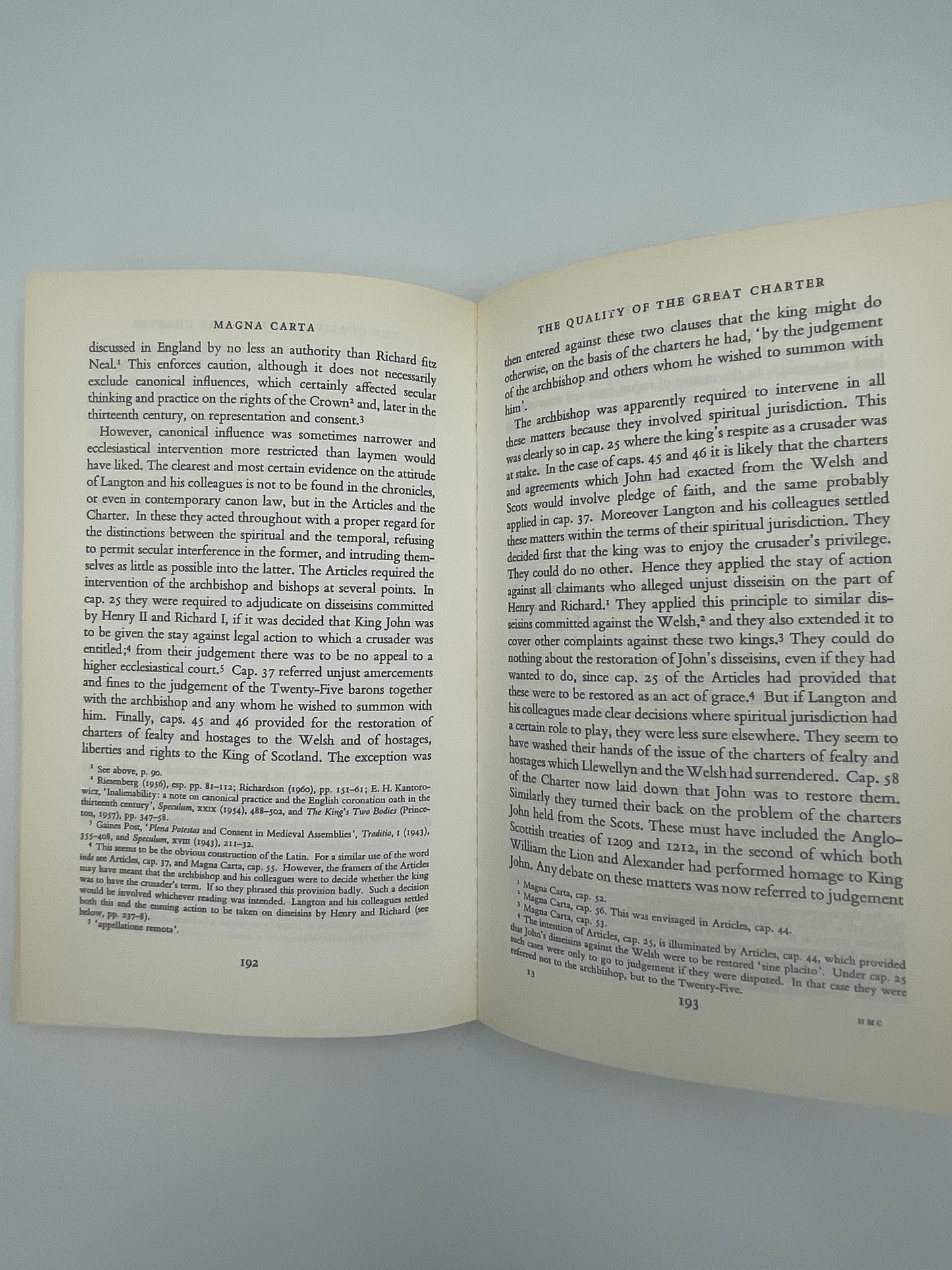 Random pages 192 and 193 of ‘Magna Carta’ by J.C.Holt