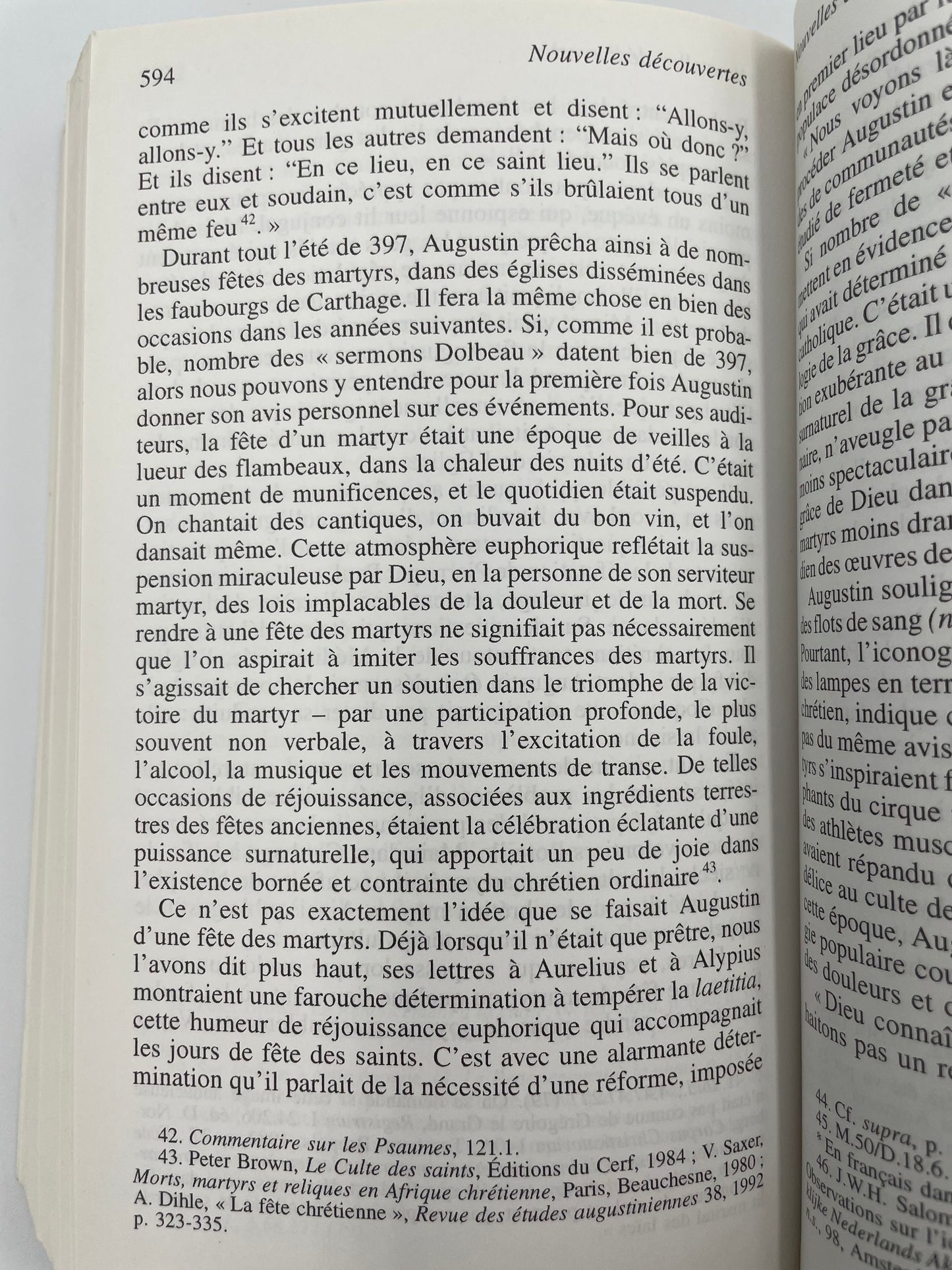 Random page 594 from, 'La vie de Saint Augustin' by Peter Brown.