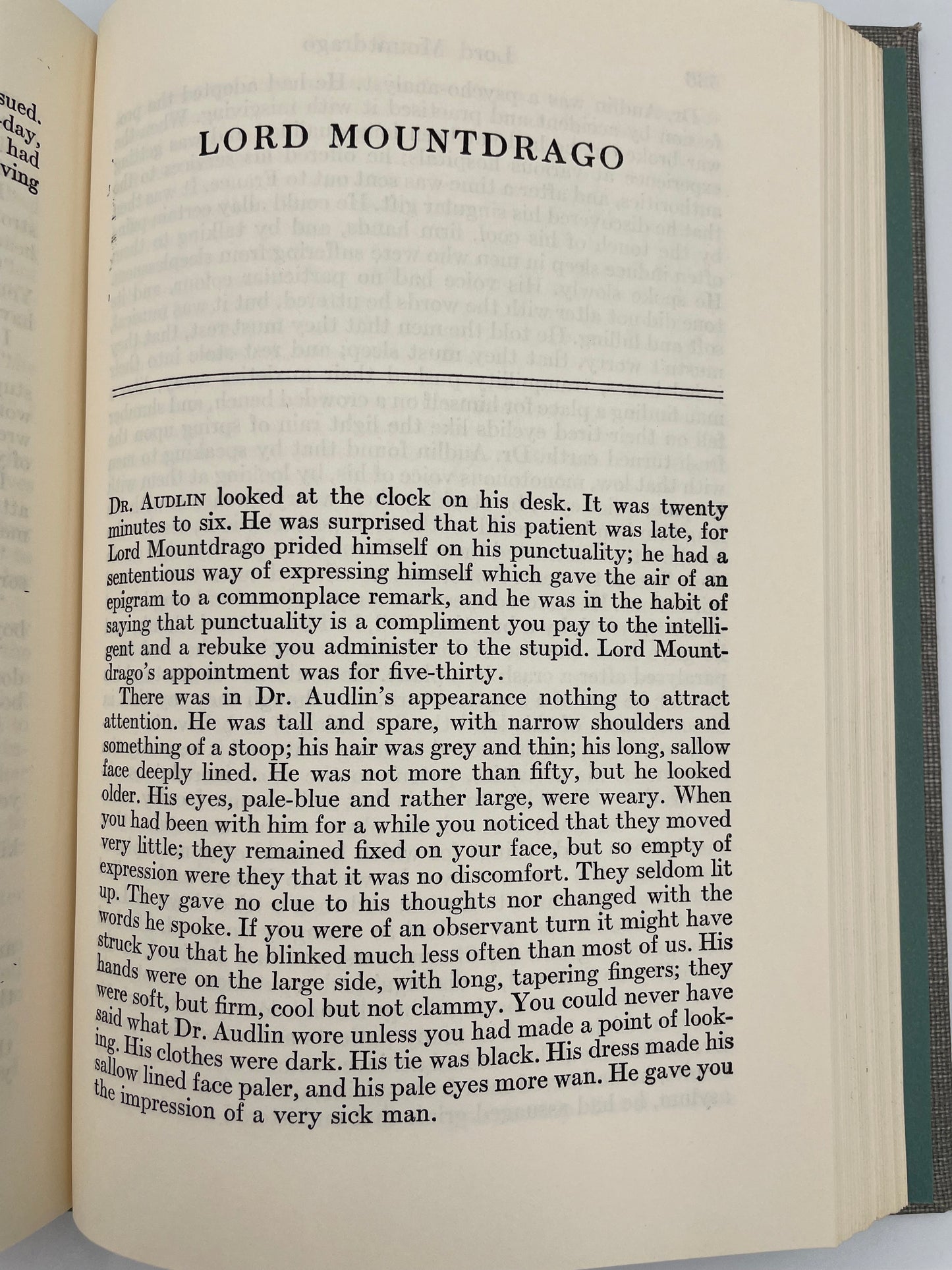 Random short story page titled, 'Lord Mountdrago' from, 'The Complete Short Stories of W. Somerset Maugham Volume 2 – The World Order'.  