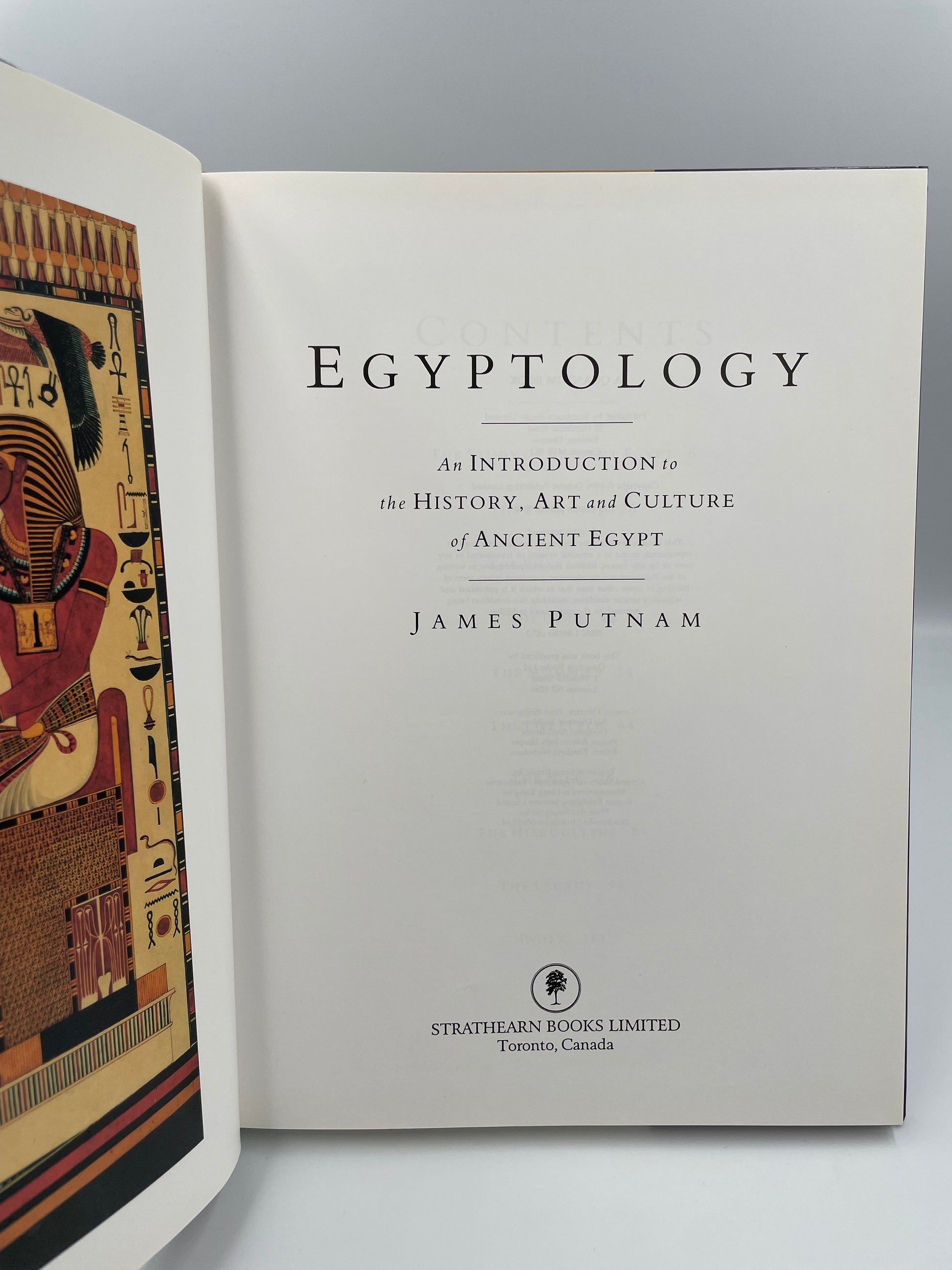 Title page of'Egyptology' by James Putnam on a gray background