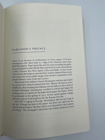 Publisher’s preface of ‘A farewell to Arms’ by Ernest Hemingway’