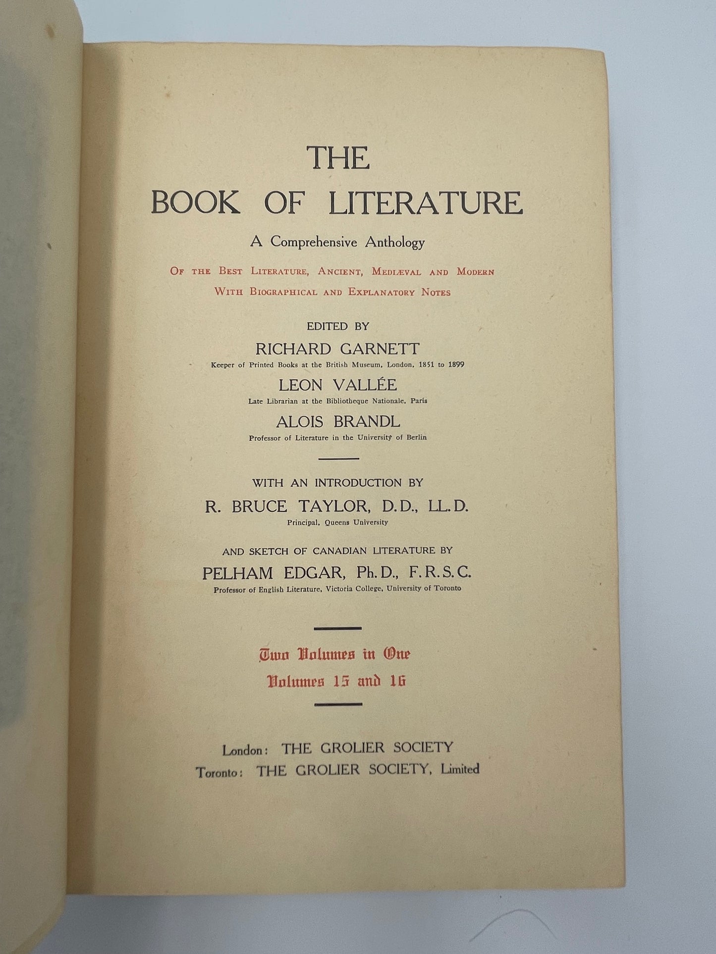 The Book of Literature (20 Volumes in 10 books) 1923 (Ed.Richard Garnett)