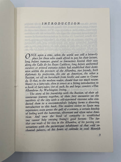 Introduction page from 'Tales of the Alhambra' by Washington Irving.