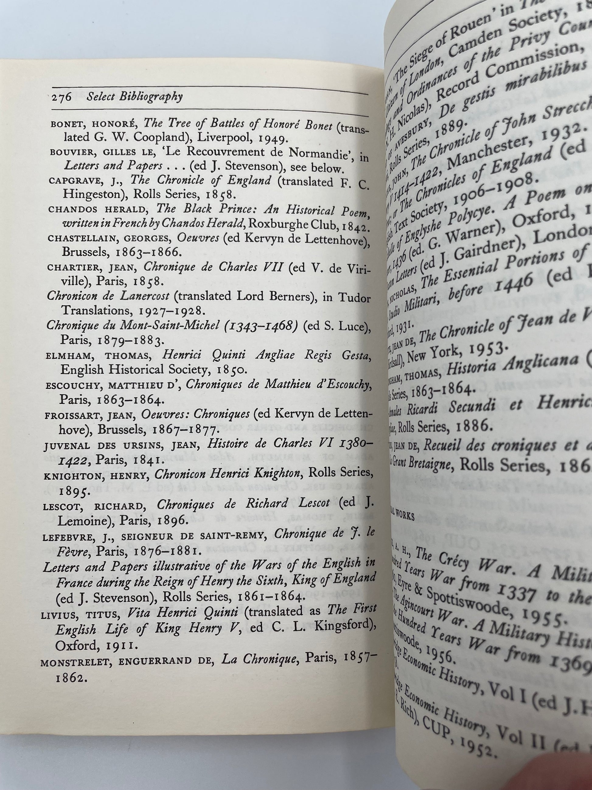 Bibliographical pages from ‘A Brief History of The Hundred Years War’ by Desmond Seward