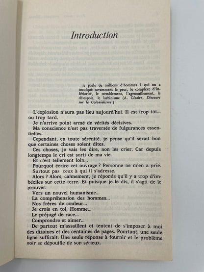 Intro page in of "Peau Noire, Masques Blancs" by Franz Fanon