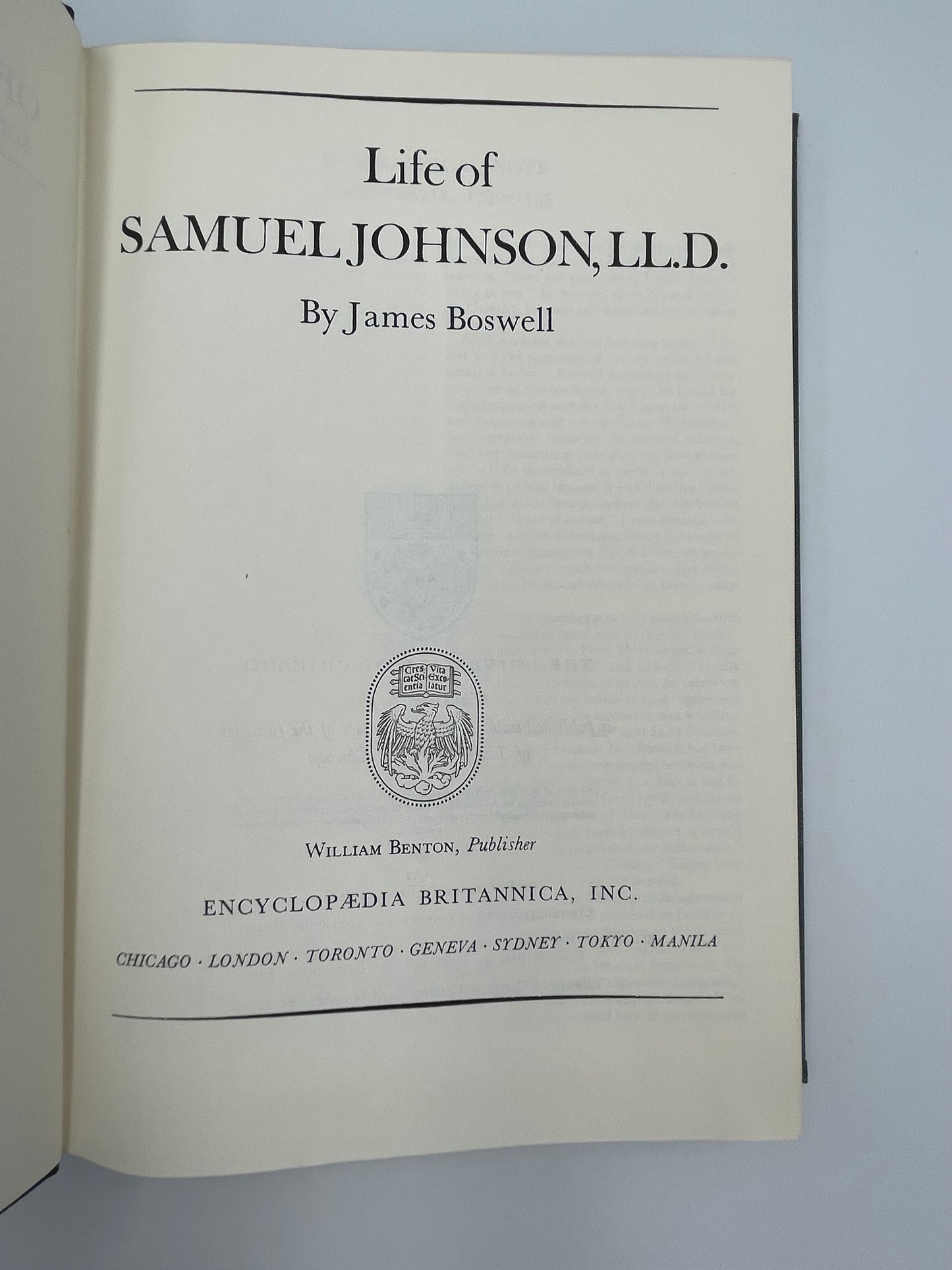 Boswell (Britannica: Great Books of the Western World) Life of Samuel Johnson, LL.D.