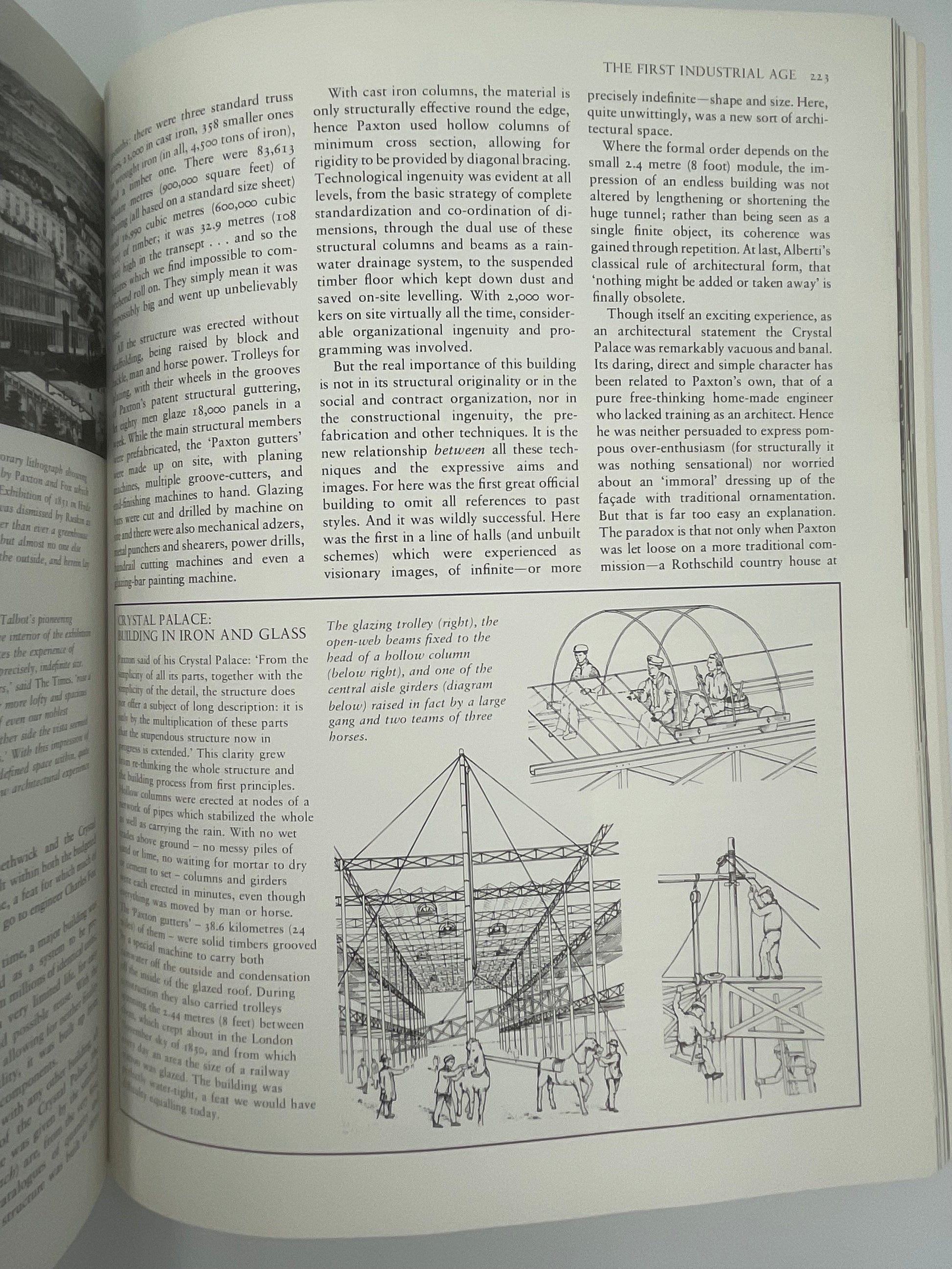 Page with illustrations of the Crystal Palace during the Industrial Revolution from ‘Architecture of the Western World’ by Michael Rayburn