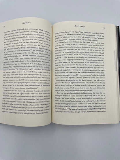 Open pages from "Blackwater. The Rise of the World's Most Powerful Mercenary Army"