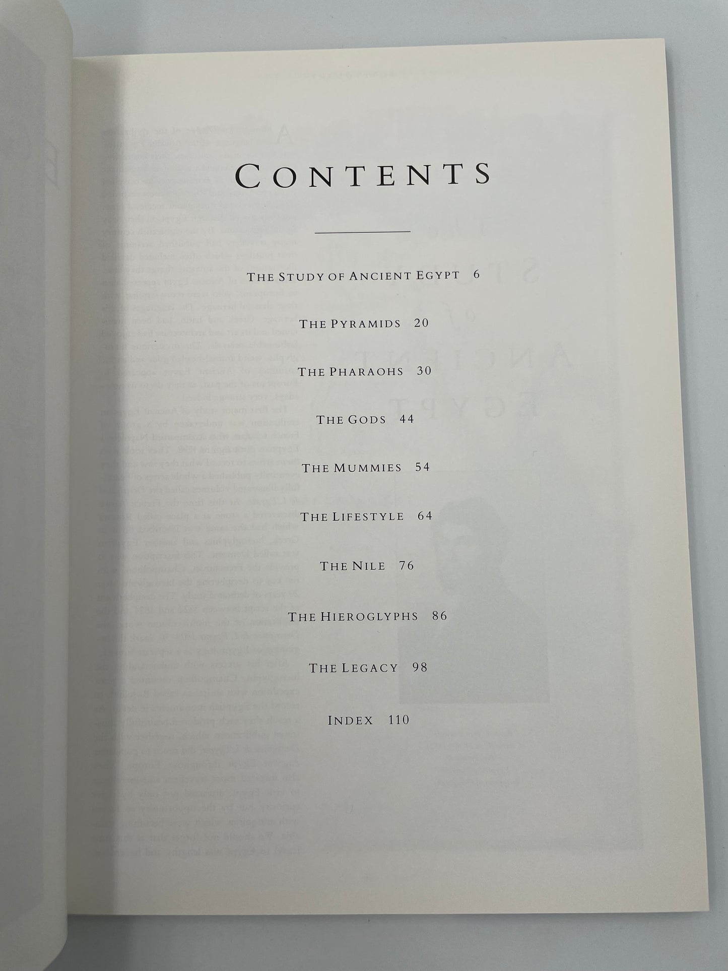 Contents page of ‘Egyptology: An Introduction to the History, Culture, and Art of Ancient Egypt’ by James Putnam.