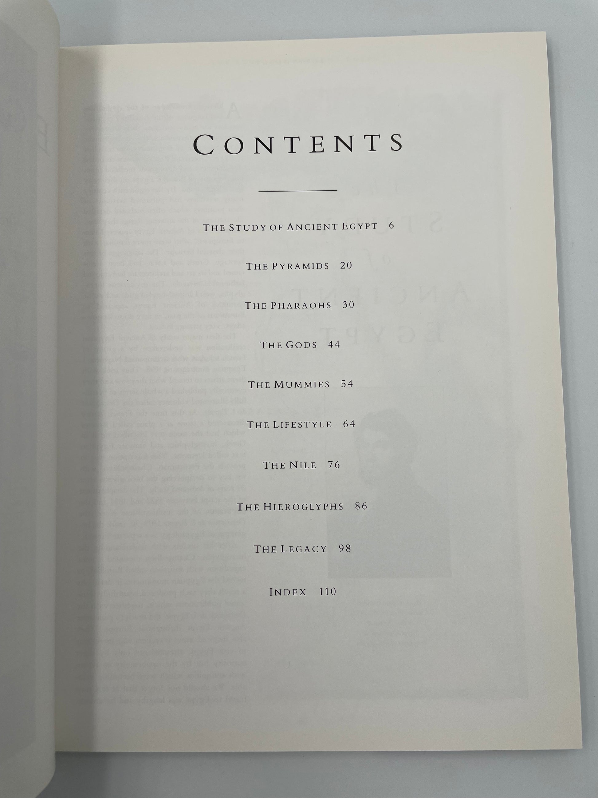 Contents page of ‘Egyptology: An Introduction to the History, Culture, and Art of Ancient Egypt’ by James Putnam.