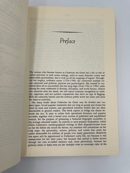 Preface page fo "Catherine The Great. Life and Legend".