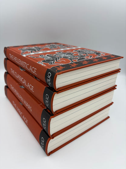 A stack of four hardcover books from the set 'The Folio History of Ancient Greece' 