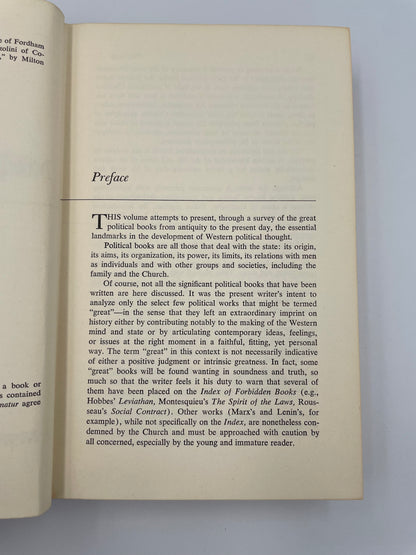 Preface page from "Political Thought: Men & Ideas" by John A. Abbo (The Newman Press 1960)