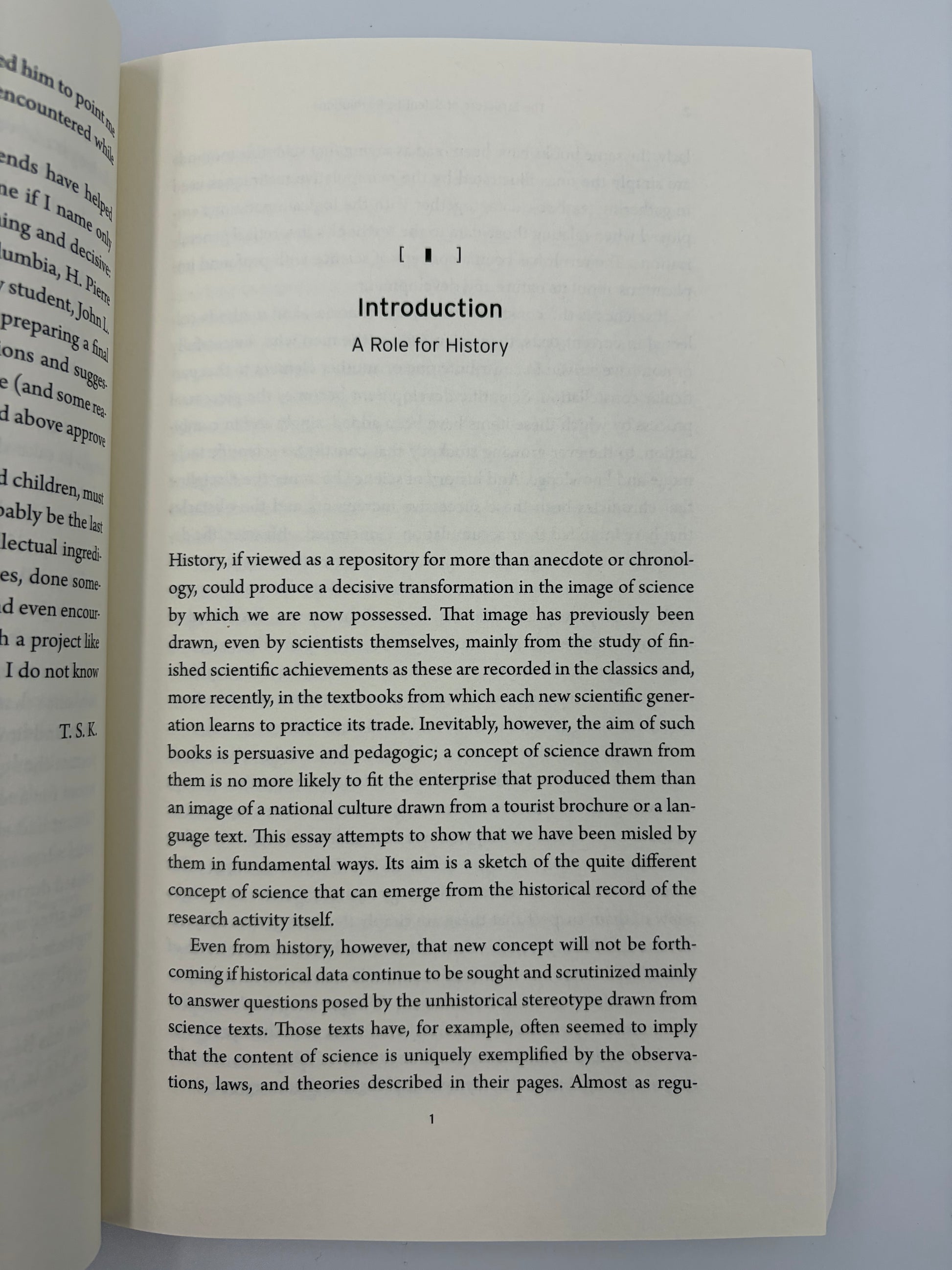 Introduction page from 'The Structure of Scientific Revolutions' by Thomas S. Kuhn.