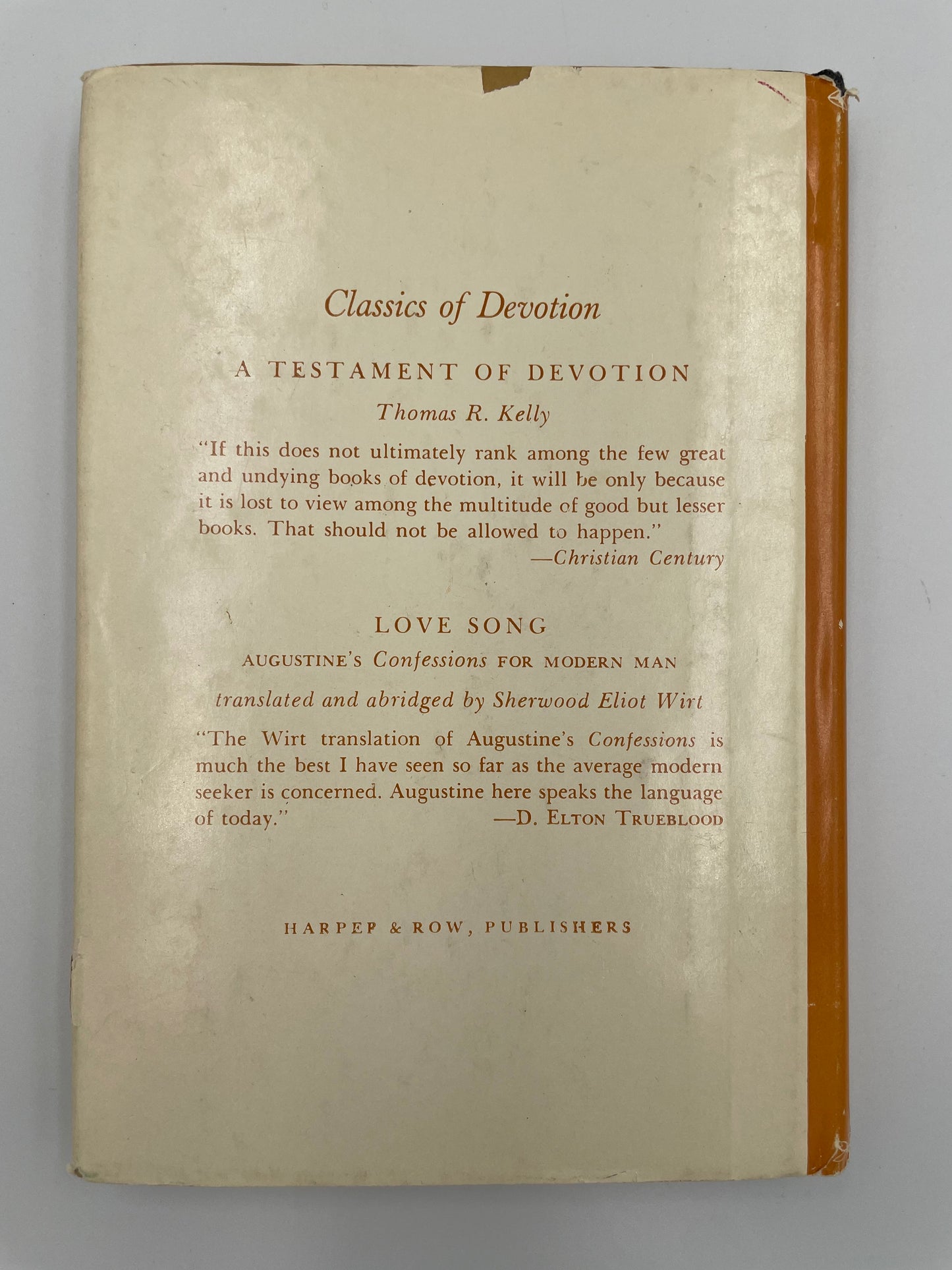 Back cover of ‘Letters of the Scattered Brotherhood’ with gold text on a white background with information.