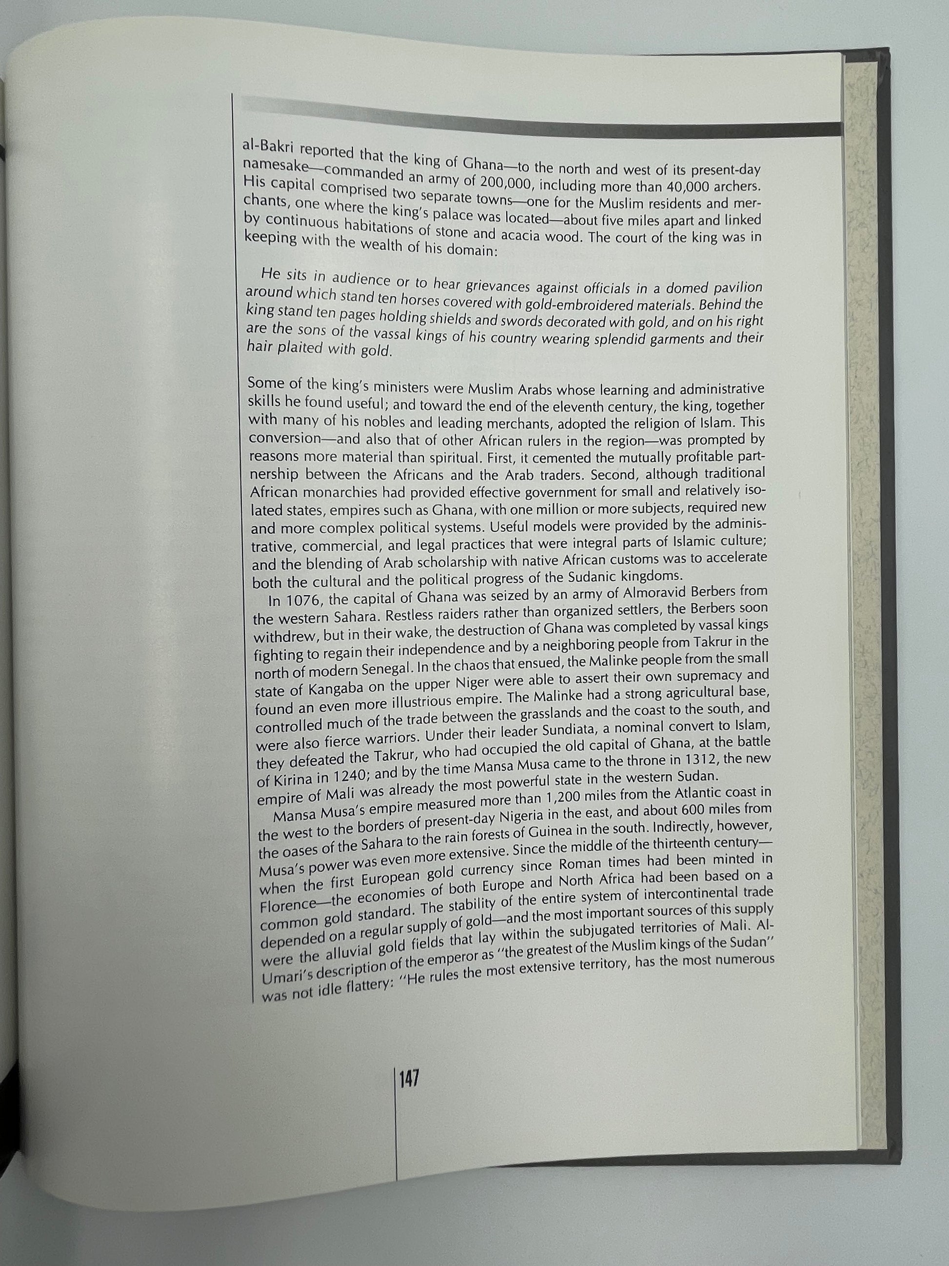 Inside page 147 of book  'Time Frame A.D. 1300-1400' with text on a white background