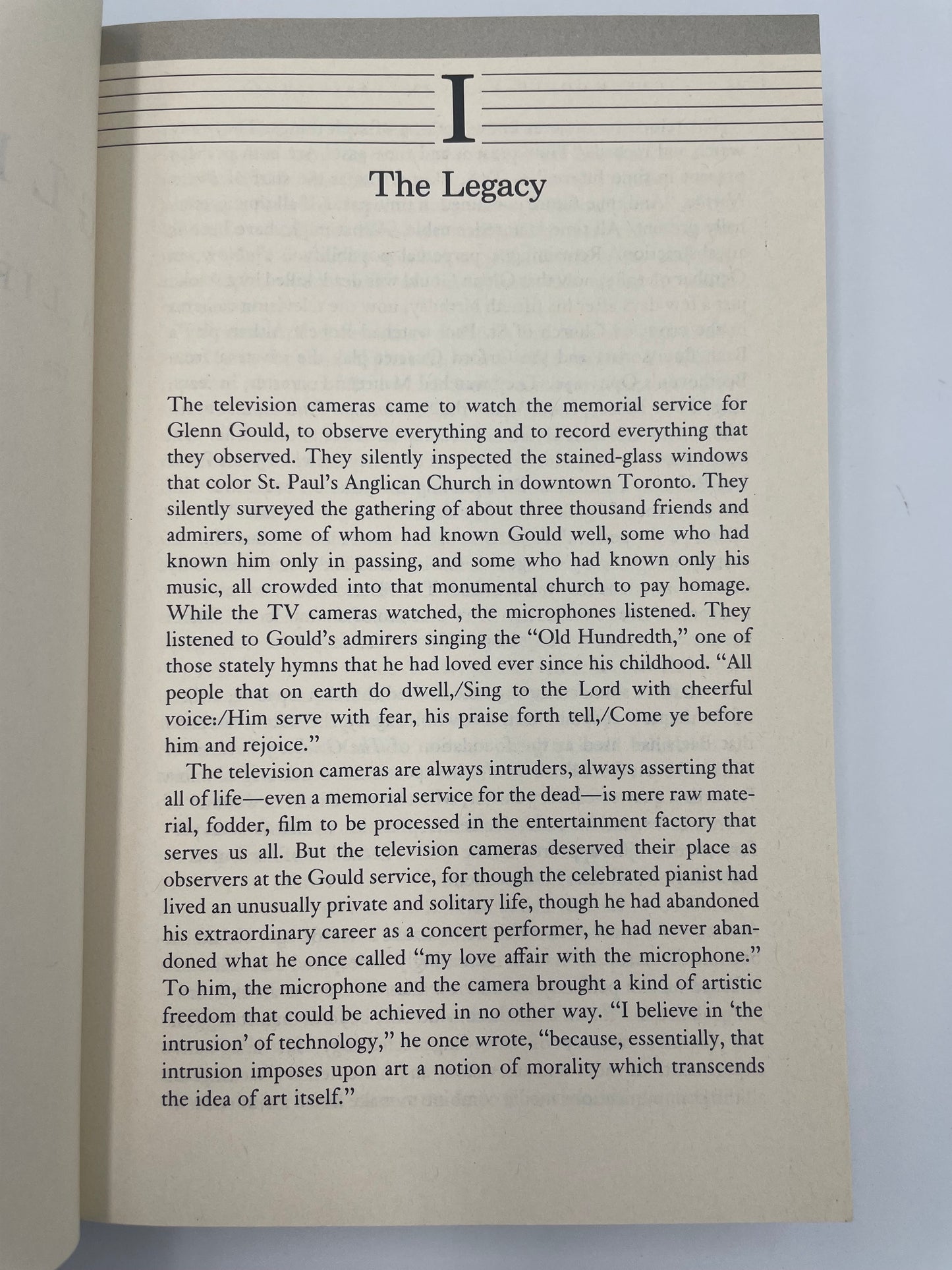 First page from 'Glenn Gould: A Life and Variations' by Otto Friedrich.