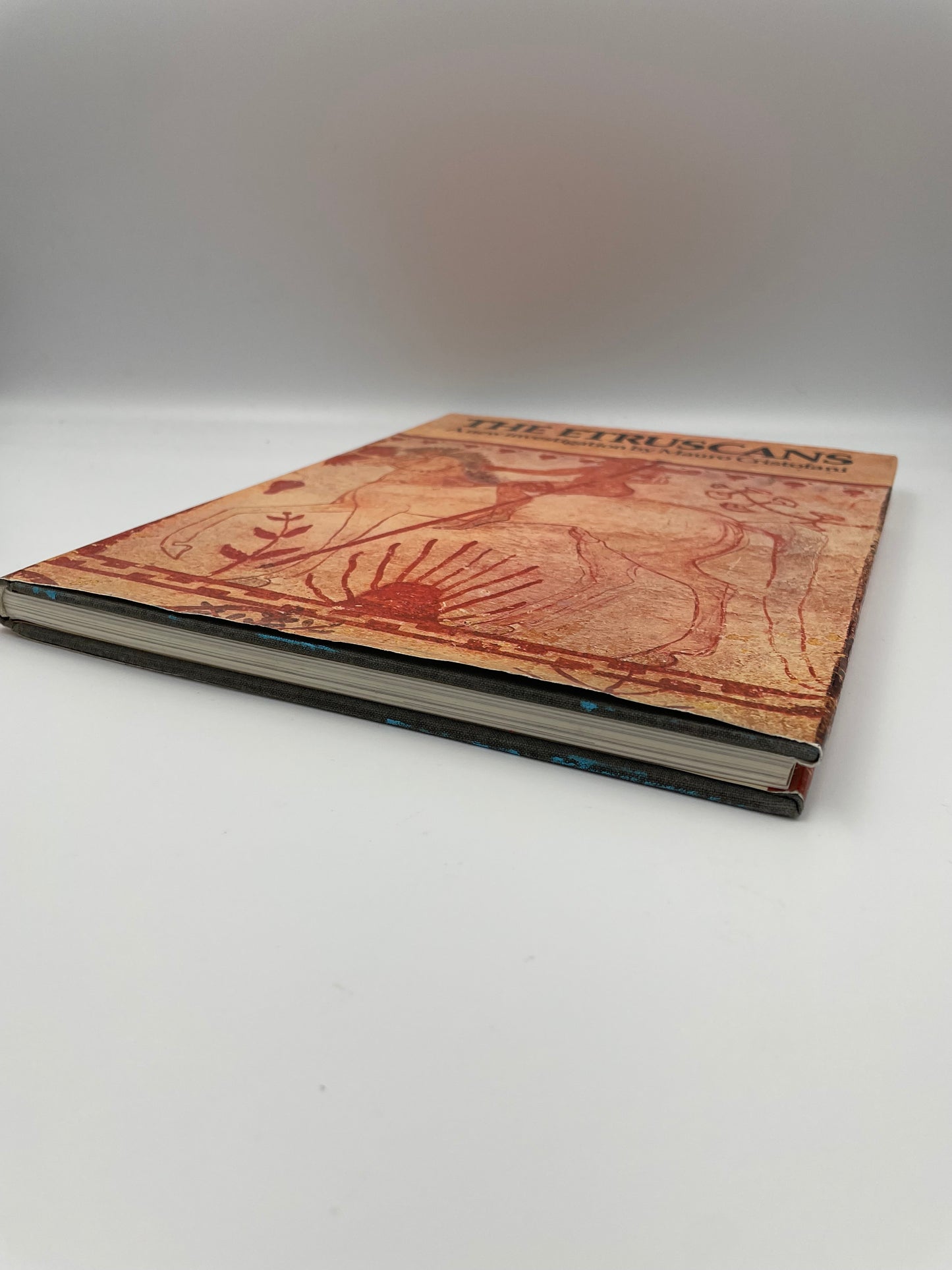 Side view of book, 'The Etruscans' by Mauro Cristofani.