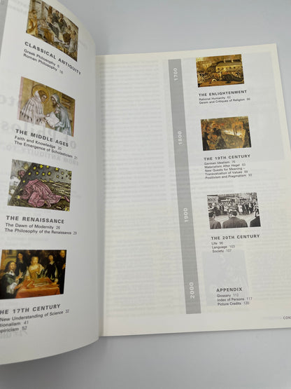 Pages with timeline from "The Story of Philosophy From Antiquity to the Present" 