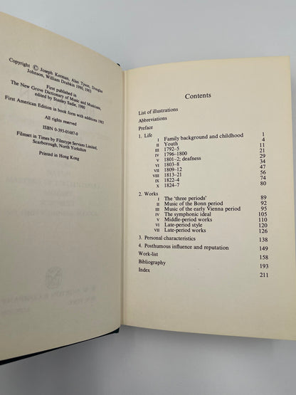 Copyright and contents page of ‘The New Grove Beethoven’
