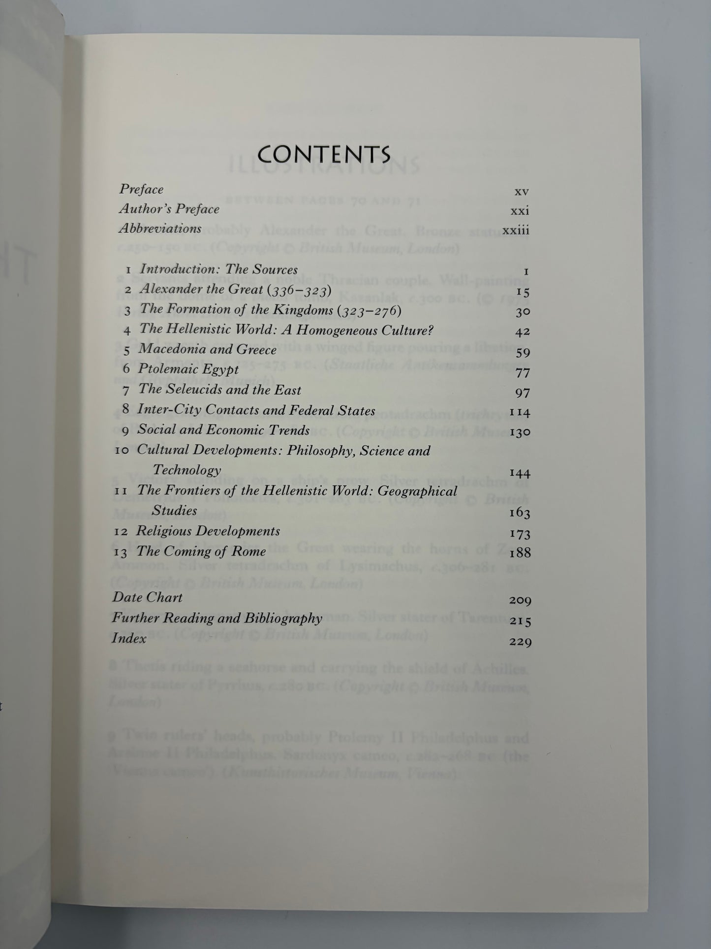 Table of contents from The Folio History of Ancient Greece: The Hellenistic Age.