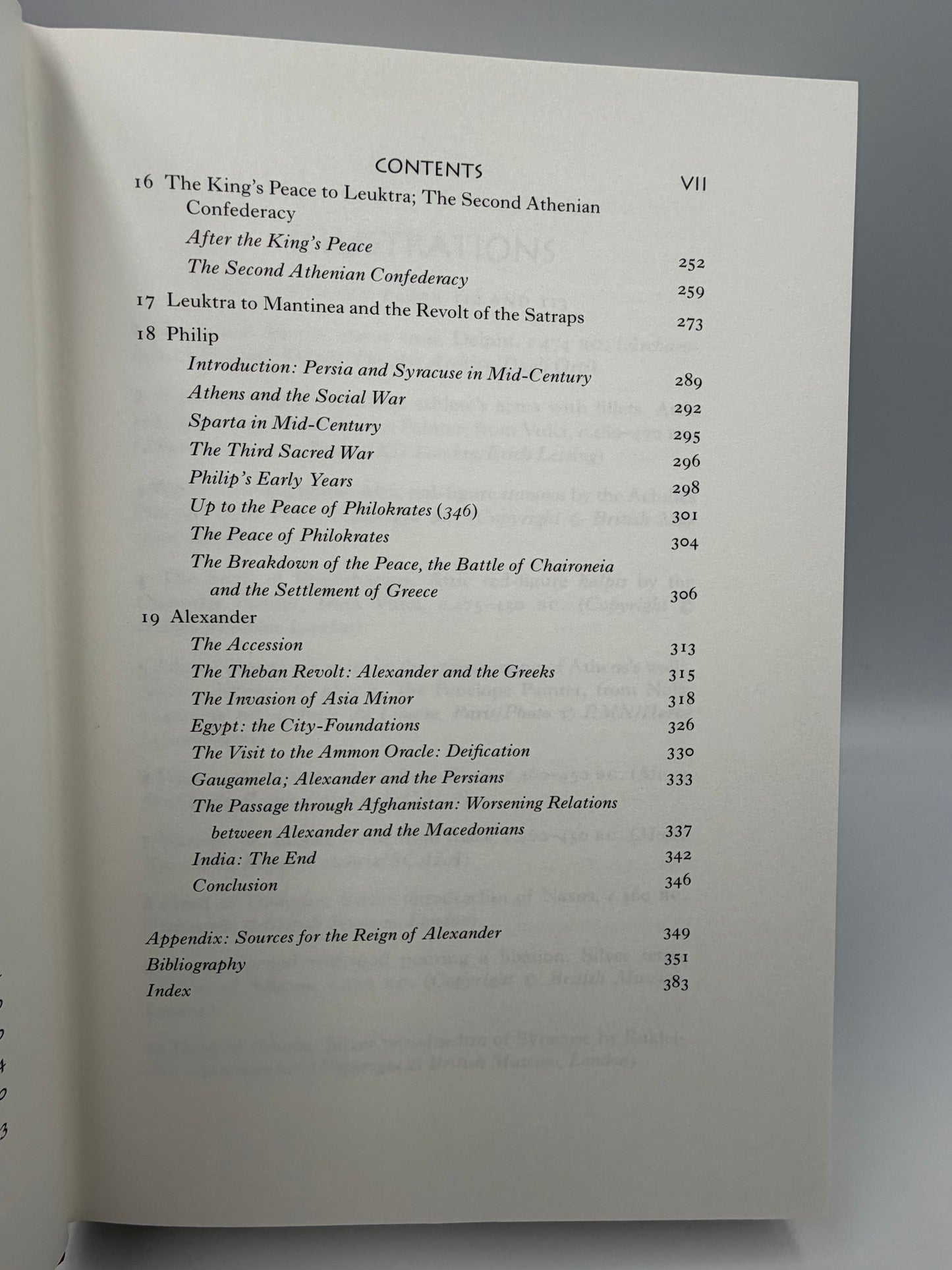 Table of Contents page VII from The Folio History of Ancient Greece: The Classical Age