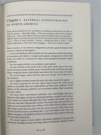 Chapter 1 page from "Democracy in America" by Alexis De Toqueville (Ed. Harvey C. Mansfield and Delba Winthrop). 