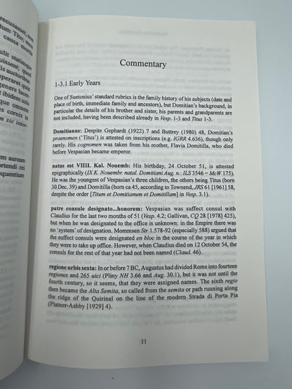 Page 11 commentary from "Suetonius. Domitian" Bristol Classics Press 