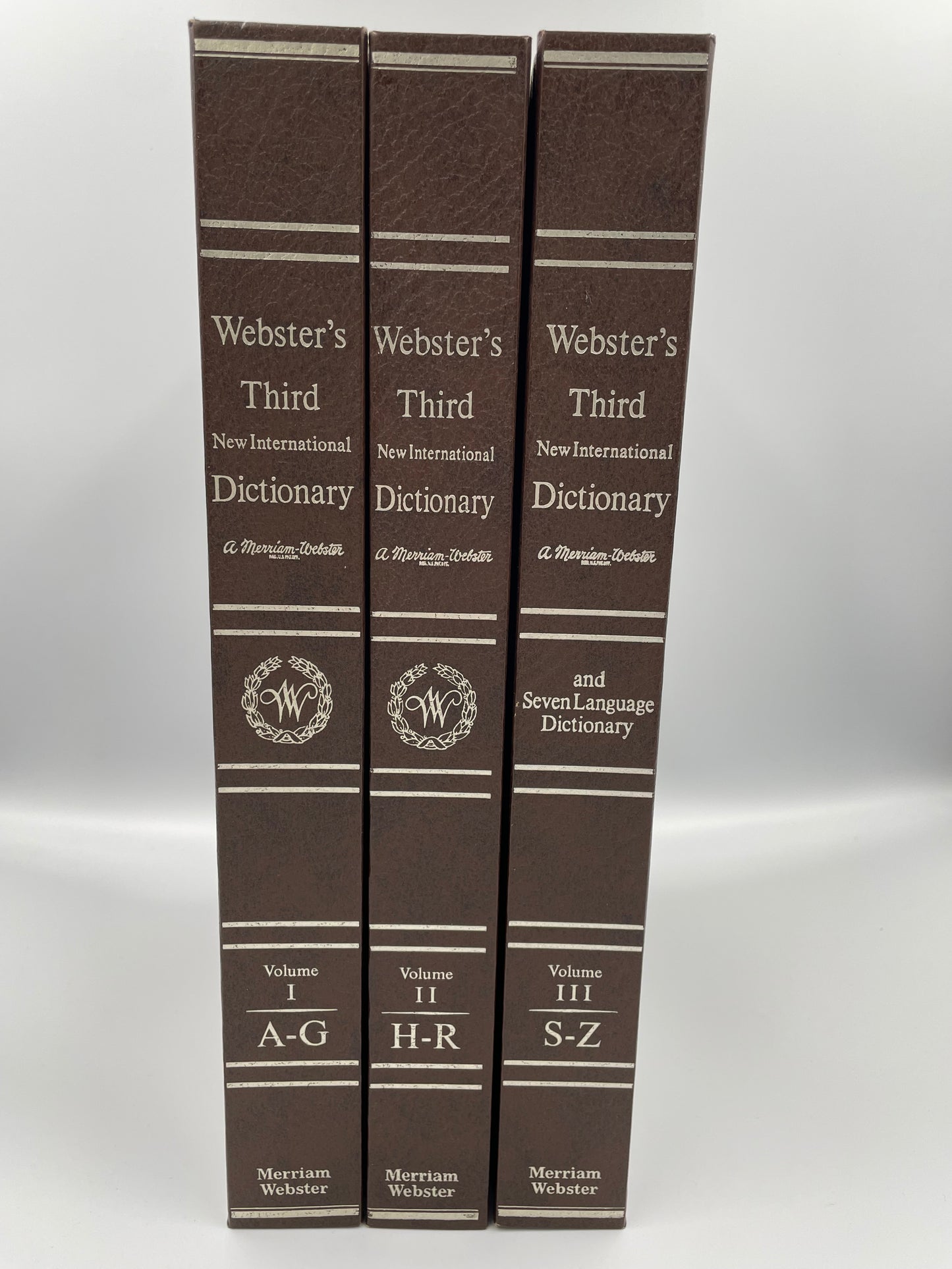 Webster’s Third New International Dictionary (1986, 3-Volume Set, Unabridged) + Britannica World Language Dictionary