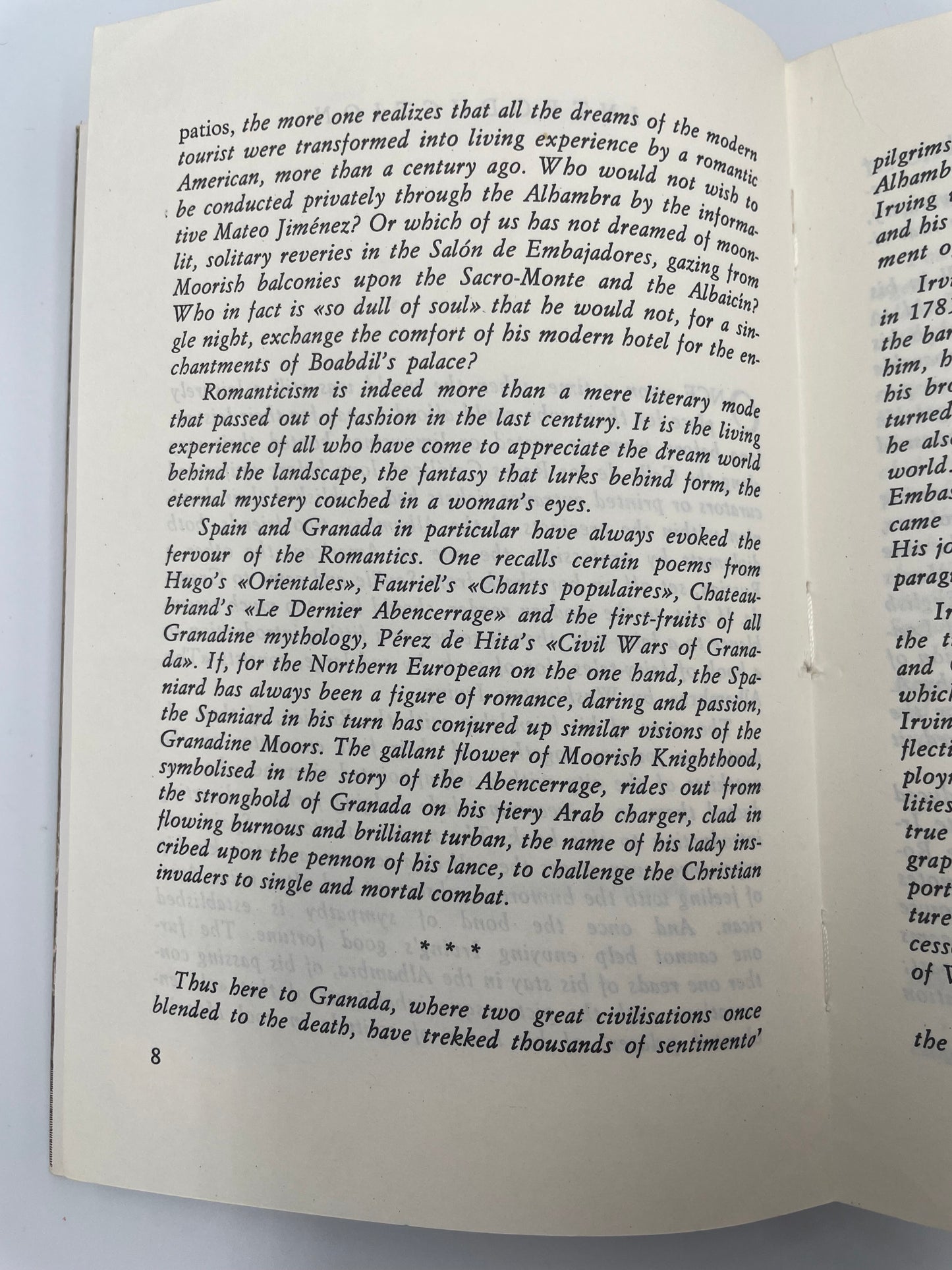 Second page of the introduction from 'Tales of the Alhambra' by Washington Irving.