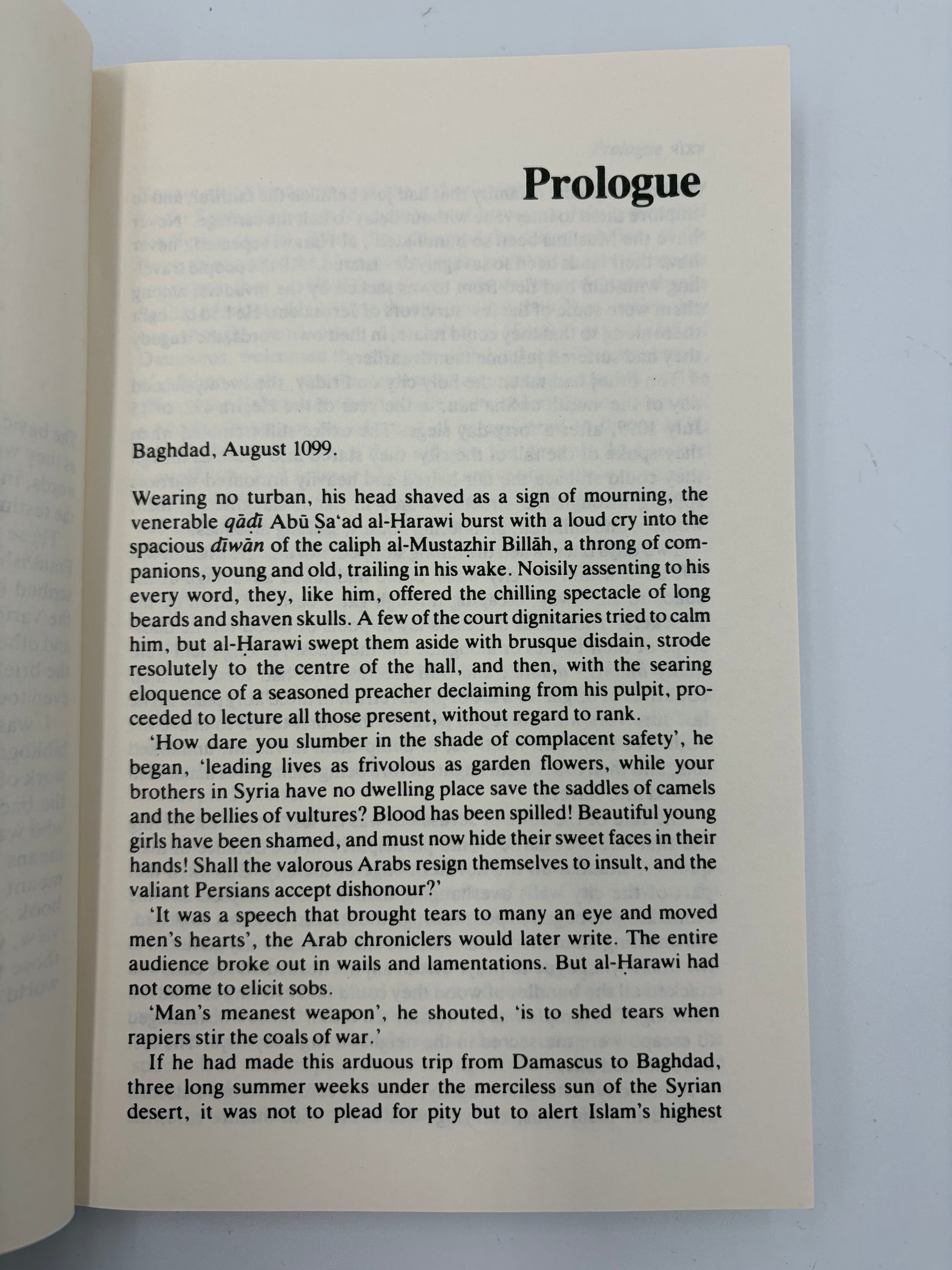 Prologue page from “The Crusades through Arab eyes”.