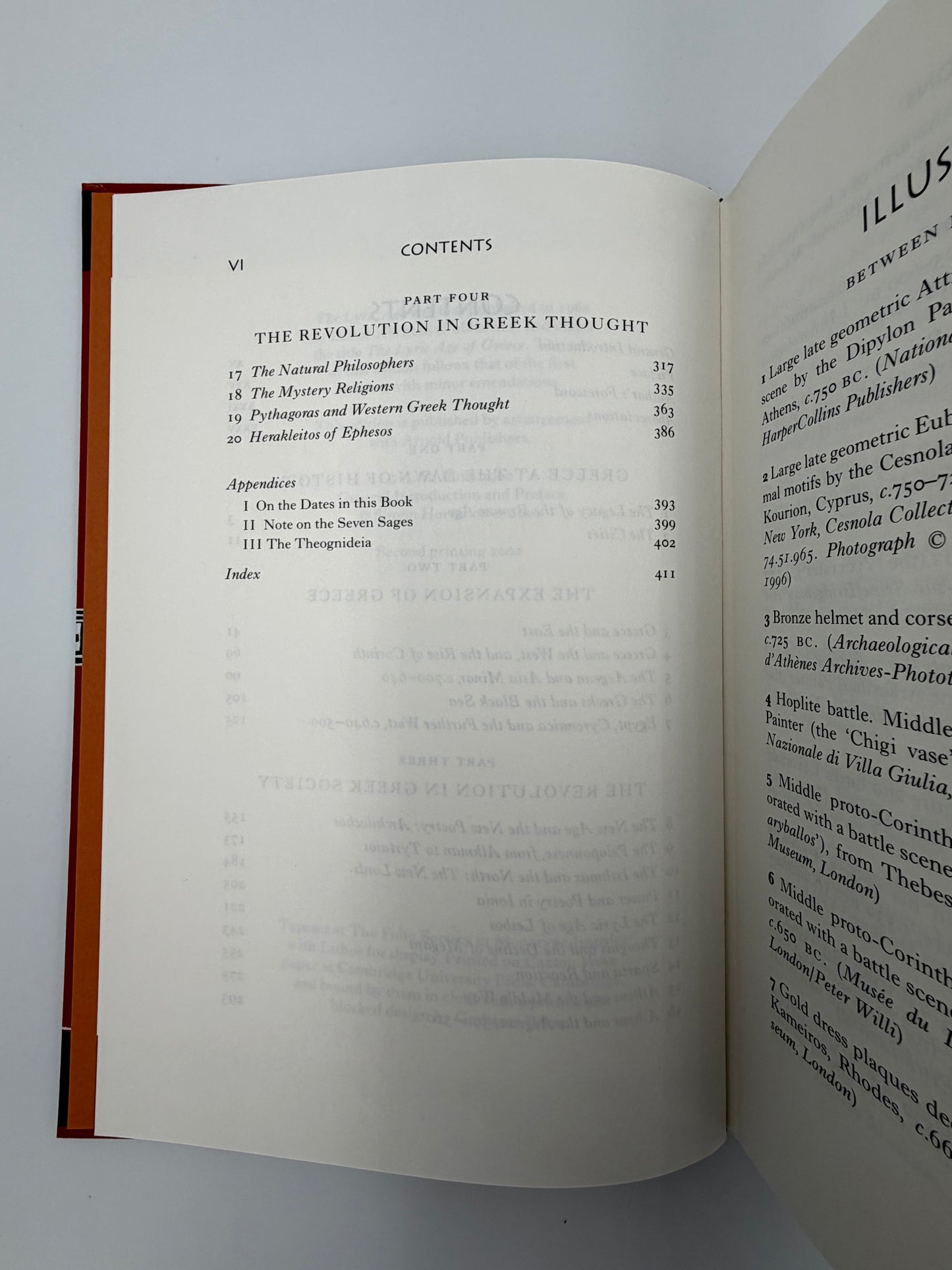 Table of contents page continued from the The Folio History of Ancient Greece: The Lyric Age