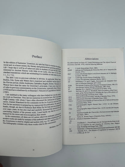Preface page and abbreviations page of "Suetonius. Domitian" Bristol Classics Press 
