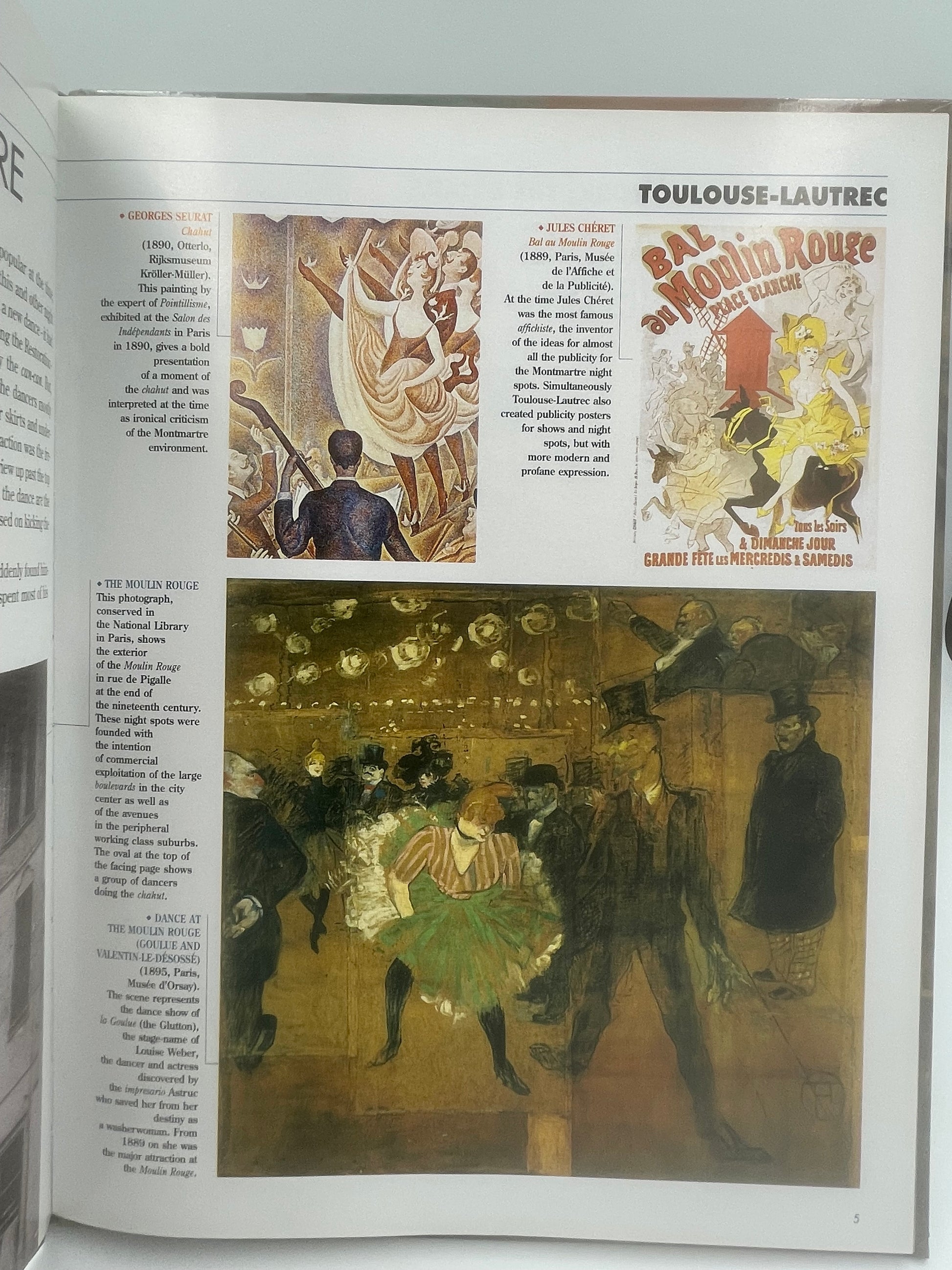 Page 5 with illustrations and text from Toulouse-Lautrec: At the Moulin Rouge Edited by Federico Zeri